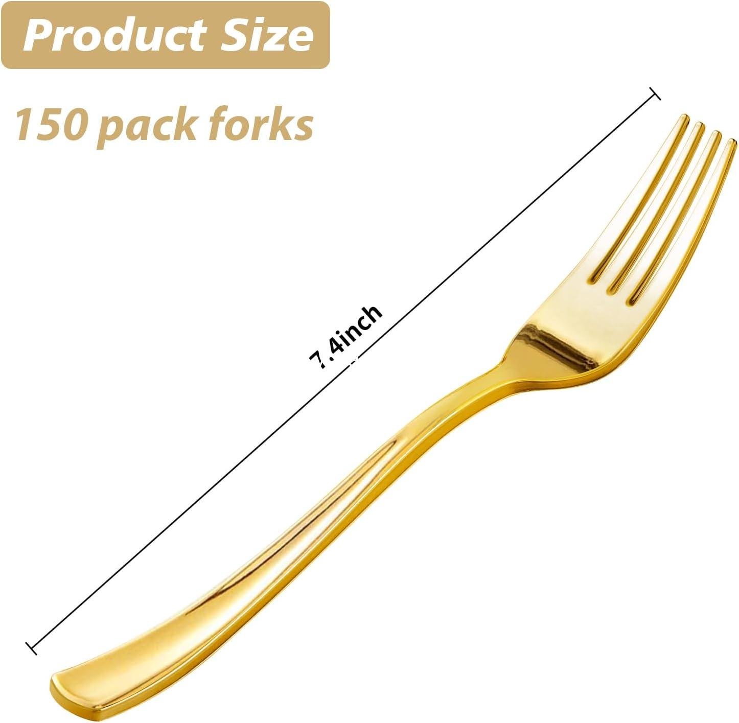 Wholesale 150 Pack Gold Plastic Forks - Heavy Duty Disposable Cutlery for Weddings, Parties, Dinners, and Thanksgiving Supplier Wholesale 150 Pack Gold Plastic Forks - Heavy Duty Disposable Cutlery for Weddings, Parties, Dinners, and Thanksgiving Supplier