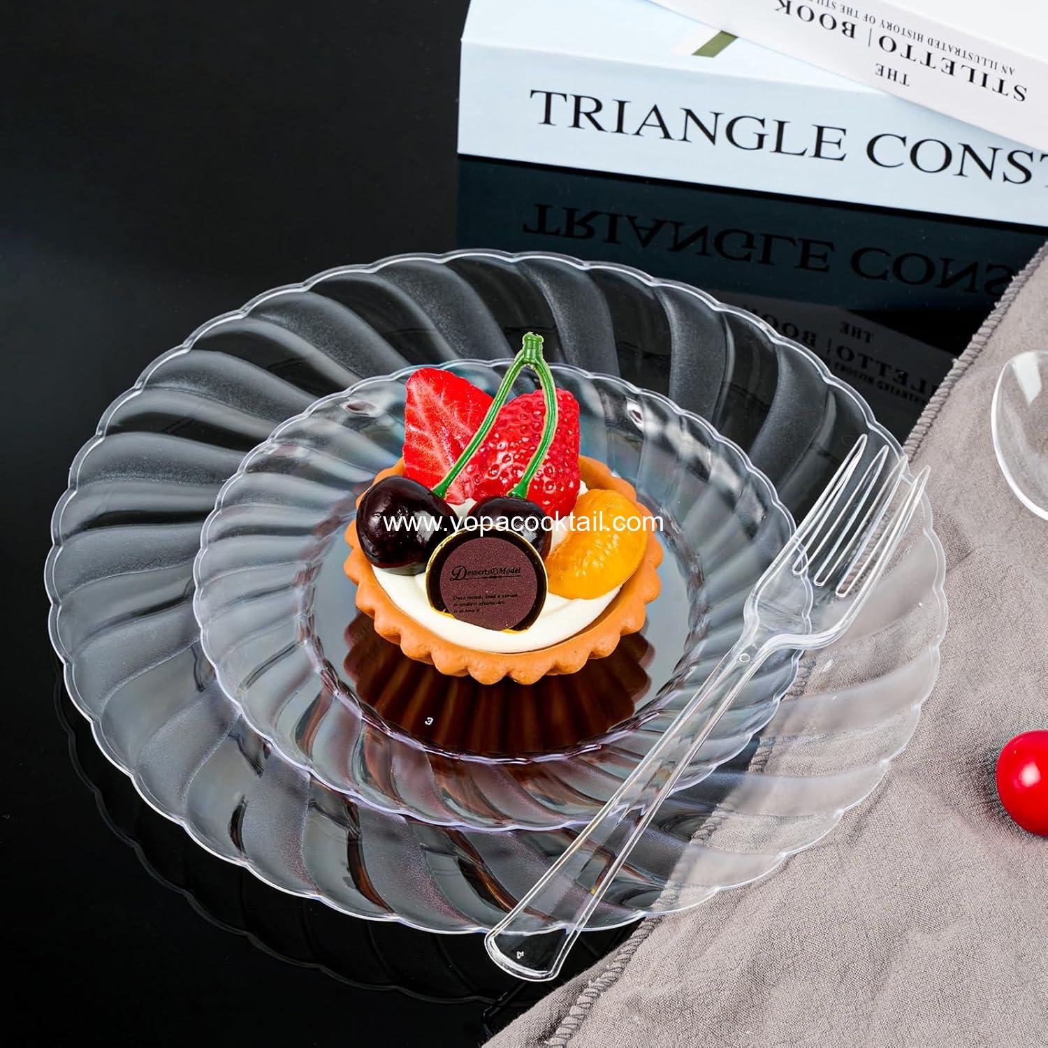 Wholesale 100 Count 6 Inch Clear Plastic Plates - Heavy Duty Disposable Salad Dessert Plates, Premium Hard Plastic for Weddings, Parties, and Events - Supplier