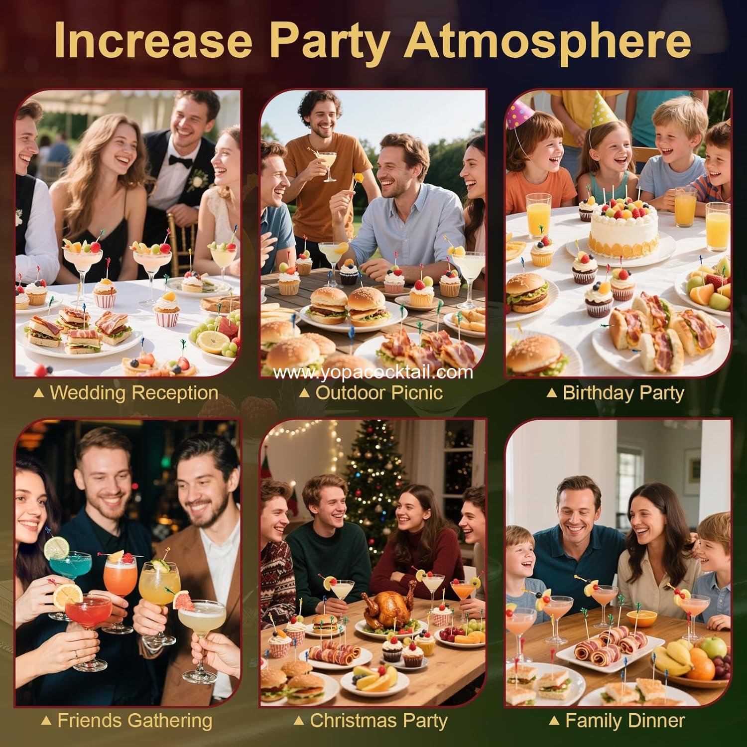 Wholesale Colored Frill Wooden Cocktail Picks - 4 Inch Decorative Bamboo Skewers for Appetizers, Sandwiches, Drinks, and Fruits - Charcuterie Board Accessories - 500 Count Supplier Wholesale Colored Frill Wooden Cocktail Picks - 4 Inch Decorative Bamboo Skewers for Appetizers, Sandwiches, Drinks, and Fruits - Charcuterie Board Accessories - 500 Count Supplier