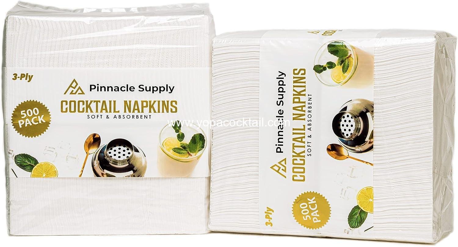 Wholesale 500 Pack 3-Ply White Cocktail Napkins - Quality Beverage Napkins for Events, Bars, and Weddings - Perfect Size Dessert Napkins - Bulk Party Napkins - Disposable Elegant Napkins Supplier