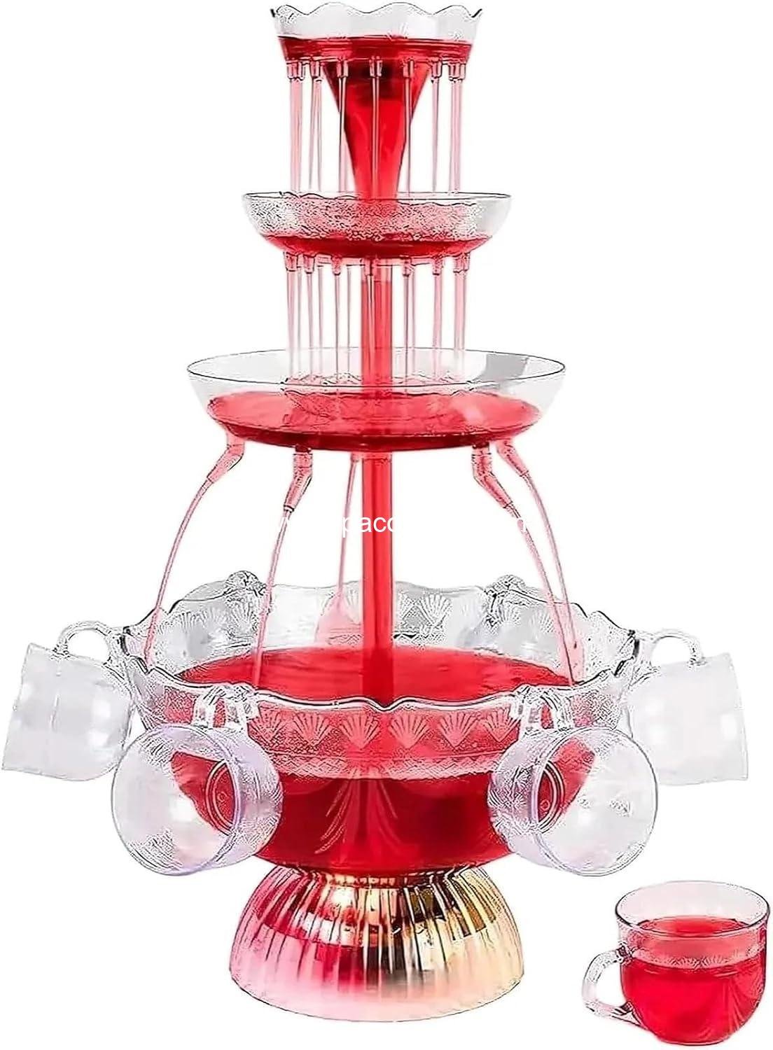 3-Tier Electric Cocktail Fountain Drink Machine with LED Base & 5 Cups – Perfect for Champagne, Wine, Beer, and Juice at Weddings, Parties & Celebrations