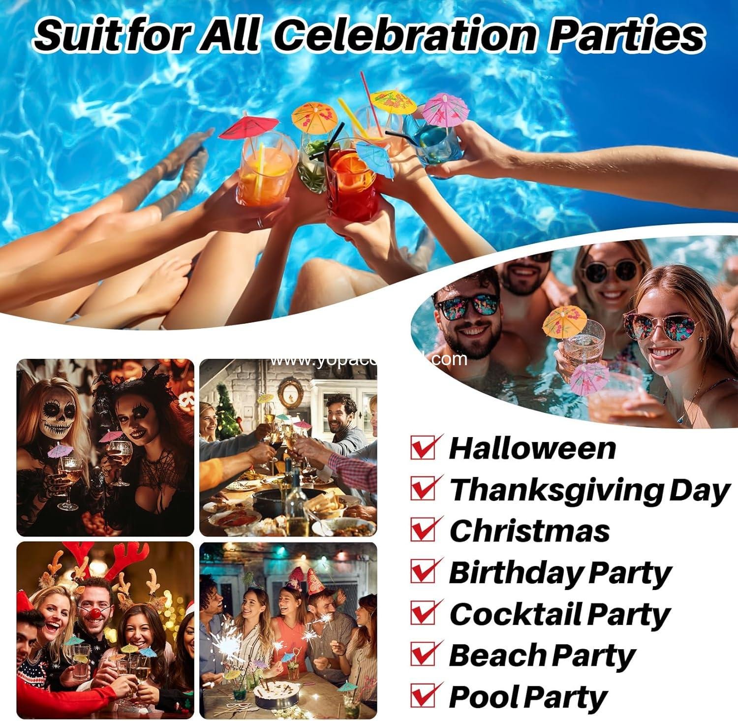 Wholesale Cocktail Umbrellas - 50 Pack Mini Drink Umbrellas for Party Decorations, Colorful Paper Toothpicks, Hawaiian Cupcake Toppers, and Cocktail Garnishes Supplier