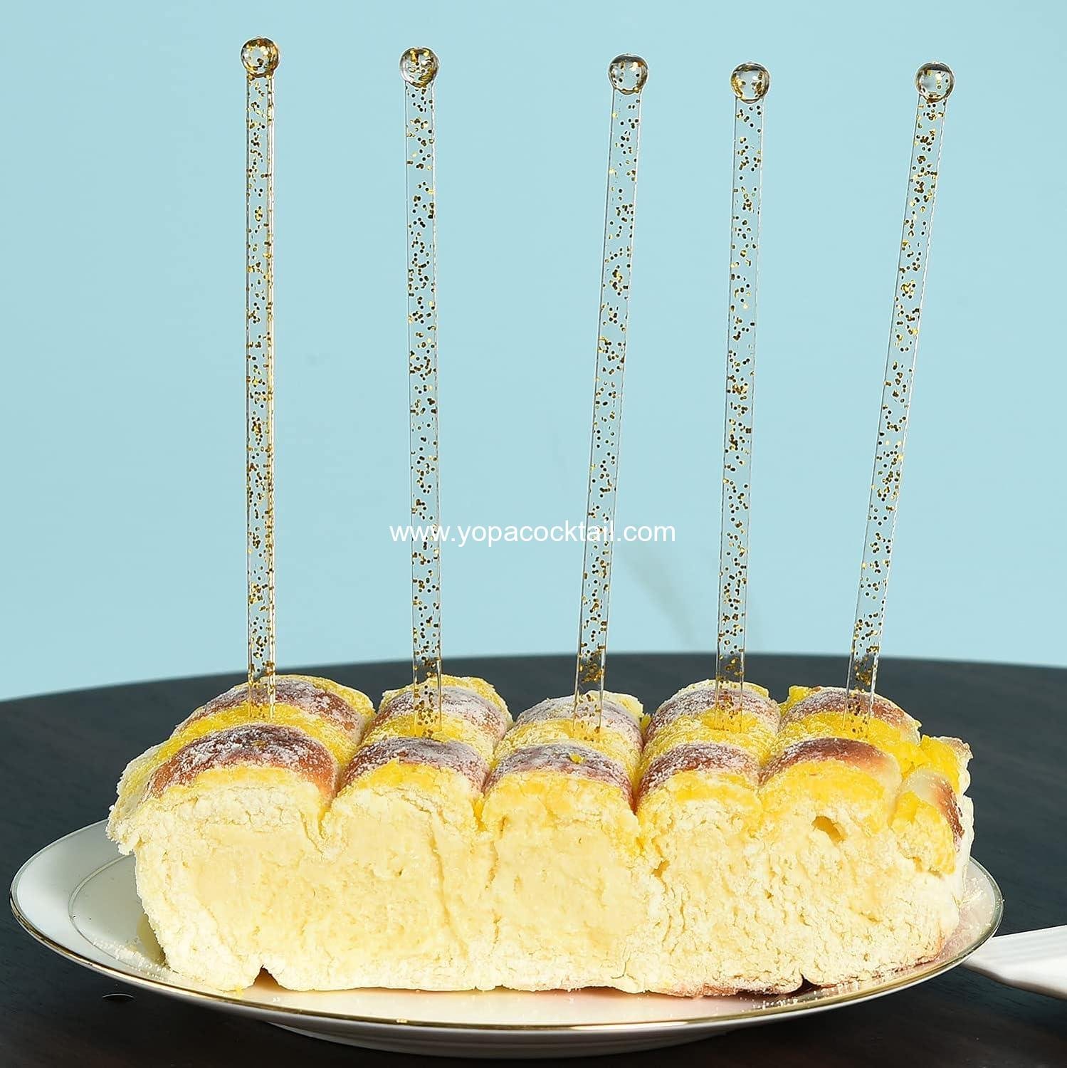 Wholesale 50 Gold Glitter Plastic Swizzle Sticks, 7.24 Inch Cake Pops and Cocktail Drink Stirrers - Supplier