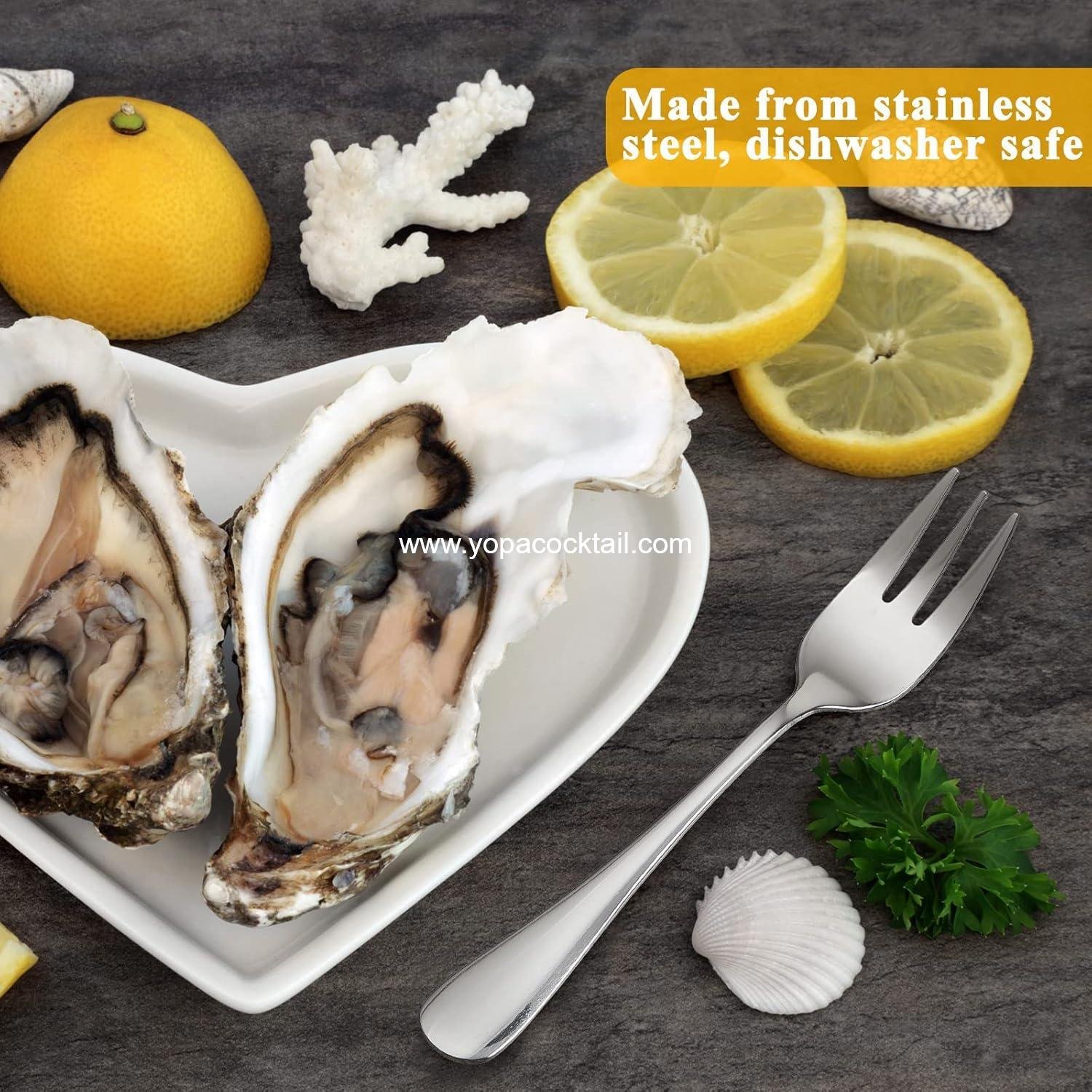Wholesale 24 Pcs Oyster Forks Portable Stainless Steel 3 Prong Appetizer Seafood Forks 5.5 Inch for Tasting Crab Escargot Party Travel Cocktail Salad Dessert Tableware Supplier