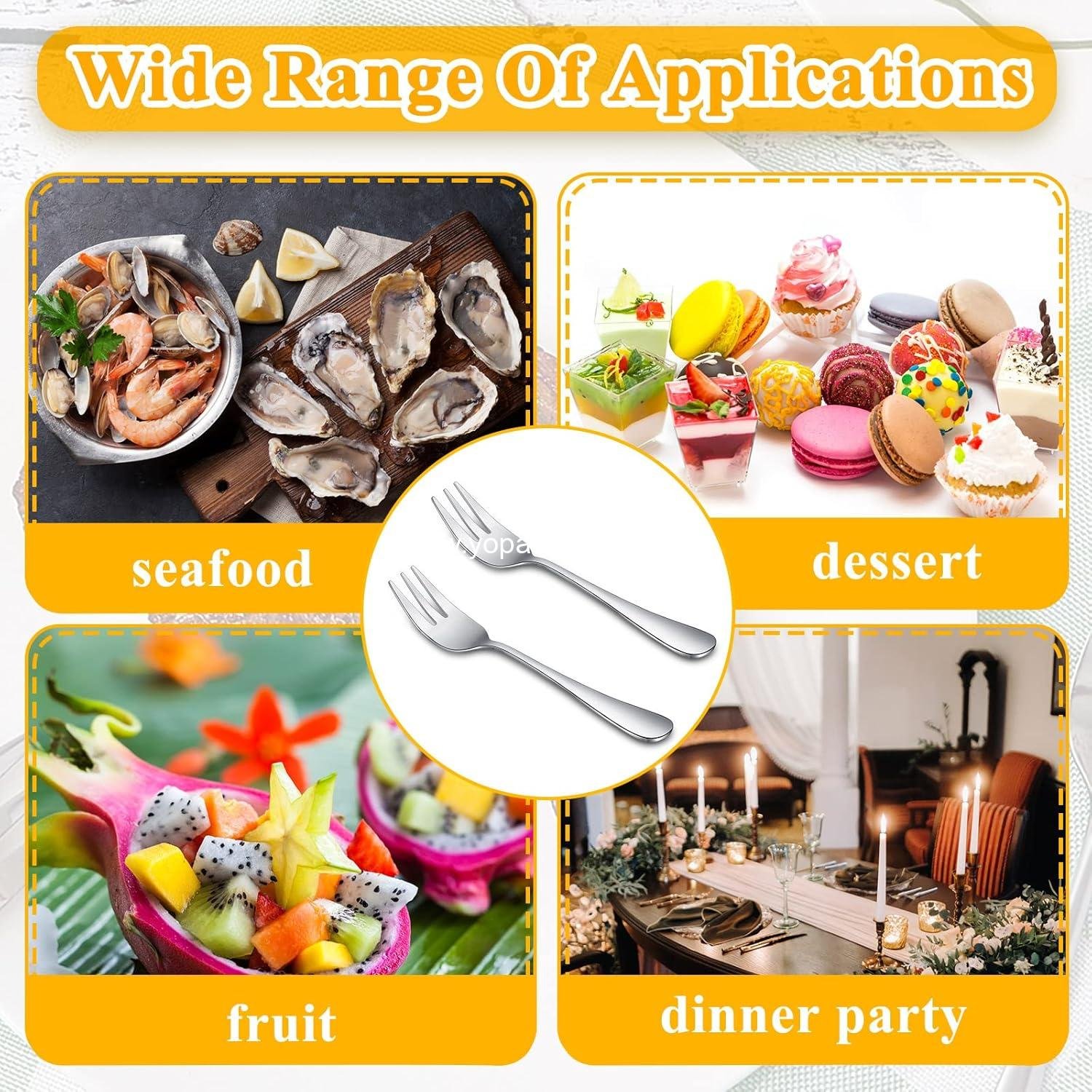 Wholesale 24 Pcs Oyster Forks Portable Stainless Steel 3 Prong Appetizer Seafood Forks 5.5 Inch for Tasting Crab Escargot Party Travel Cocktail Salad Dessert Tableware Supplier