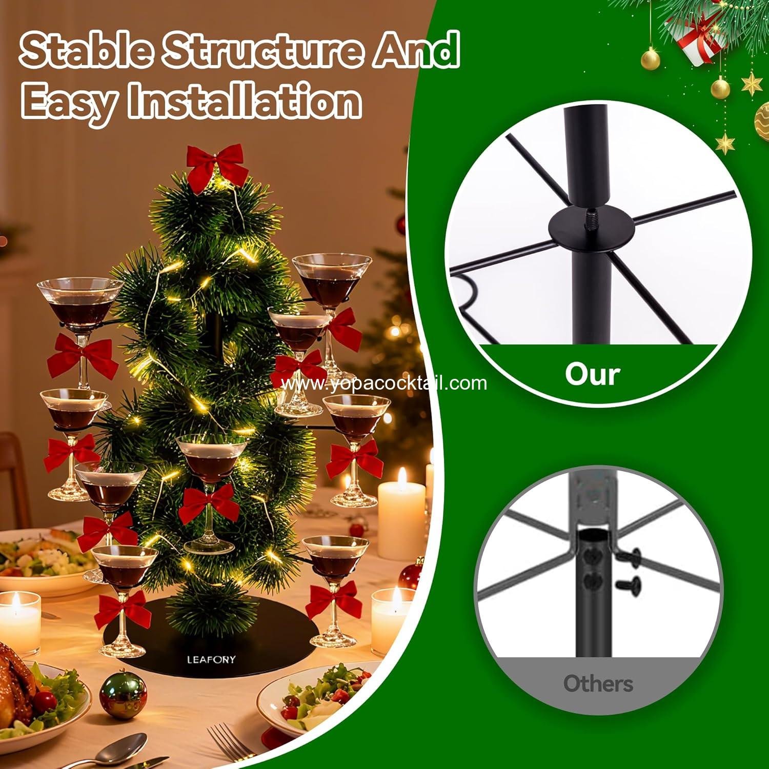 Wholesale 3-Tier Cocktail Tree Stand for Drinks with 12 Holders - Perfect for Christmas, Wine Tastings, Holiday Parties, and Birthdays - Black Finish - Supplier