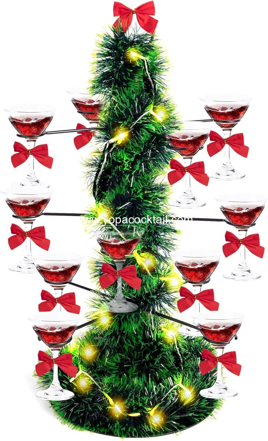 Cocktail Tree Stand for Drinks, 3 Tier 12 Holders Christmas Champagne Drink Tree Tower Martini Stand For Christmas, Wine Tastings, Holiday Parties, Birthday, Housewarming Gift (Black)