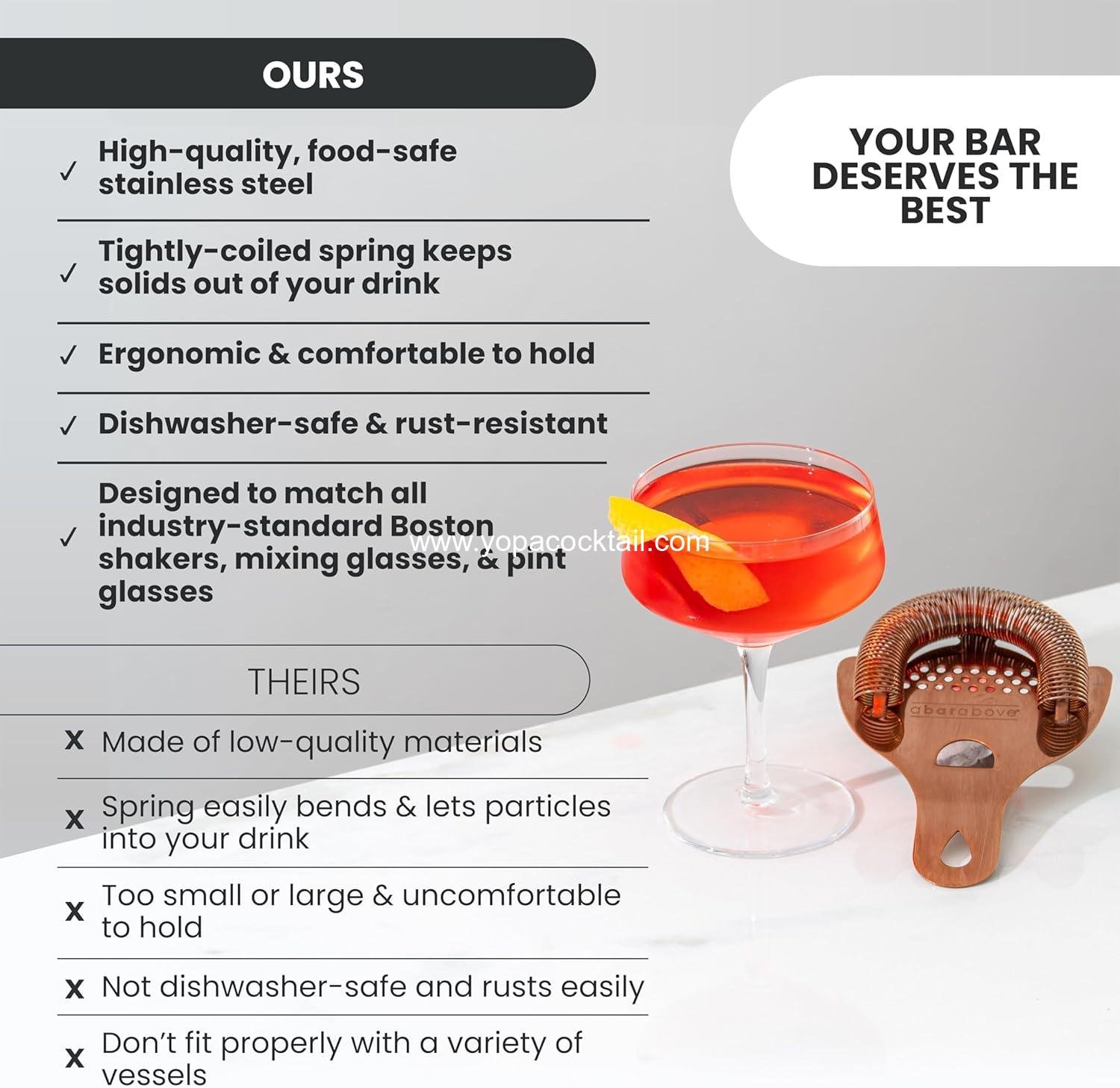 Wholesale Hawthorne Strainer for Cocktails with High-Density Spring and Mirrored Stainless Steel Finish, Drink Strainer for Boston Shakers and Mixing Glasses, OEM Supplier Wholesale Hawthorne Strainer for Cocktails with High-Density Spring and Mirrored Stainless Steel Finish, Drink Strainer for Boston Shakers and Mixing Glasses, OEM Supplier