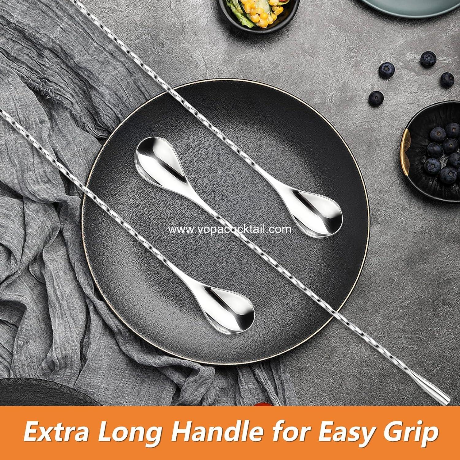 Wholesale 3 PCS Bar Spoon Set - 12 Inch Stainless Steel Cocktail Mixing Spoons with Spiral Pattern for Drinks, Coffee, Ice Cream, and Sundaes (Silver) Manufacturer