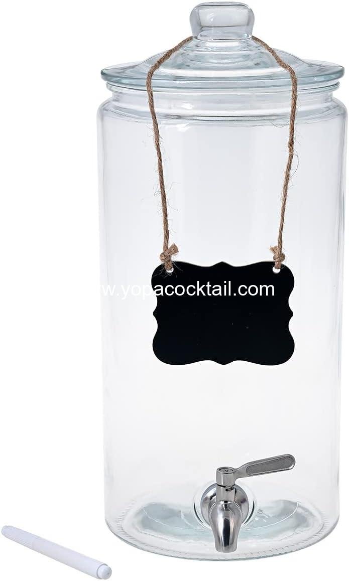 Wholesale 2 Gallon Leakproof Glass Beverage Dispenser with Stainless Steel Spigot and Chalkboard Marker, Airtight Drink Serveware for Parties, Excellent for Water and Juice, Supplier