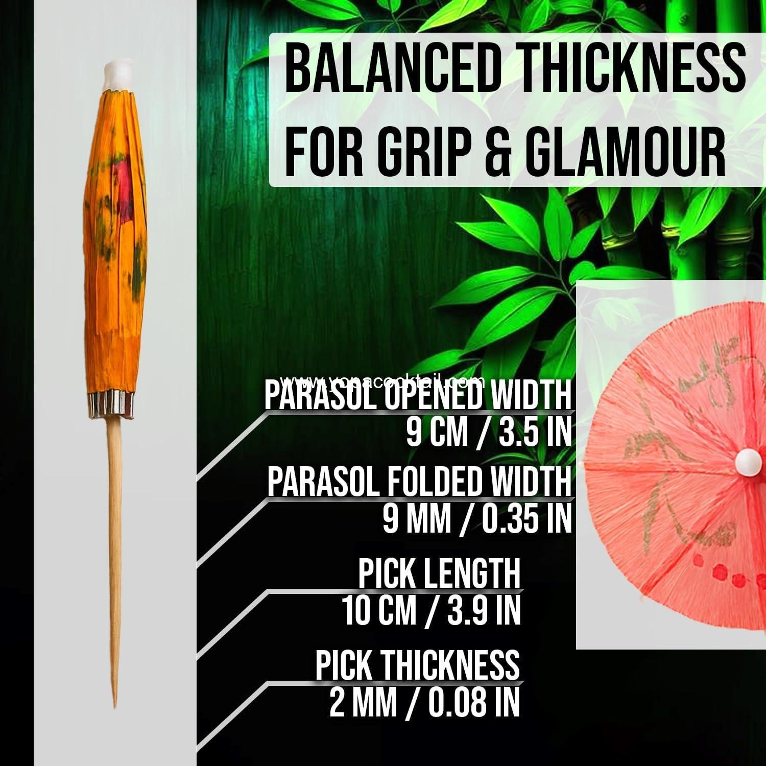 Wholesale 120Pcs Assorted Bamboo Wooden Cocktail Umbrella Picks - 3.9in Colorful Parasol Toothpicks for Tropical Drinks, Cupcake Toppers, Tiki Bars, Pool Parties, Luaus, Summer Events - Supplier