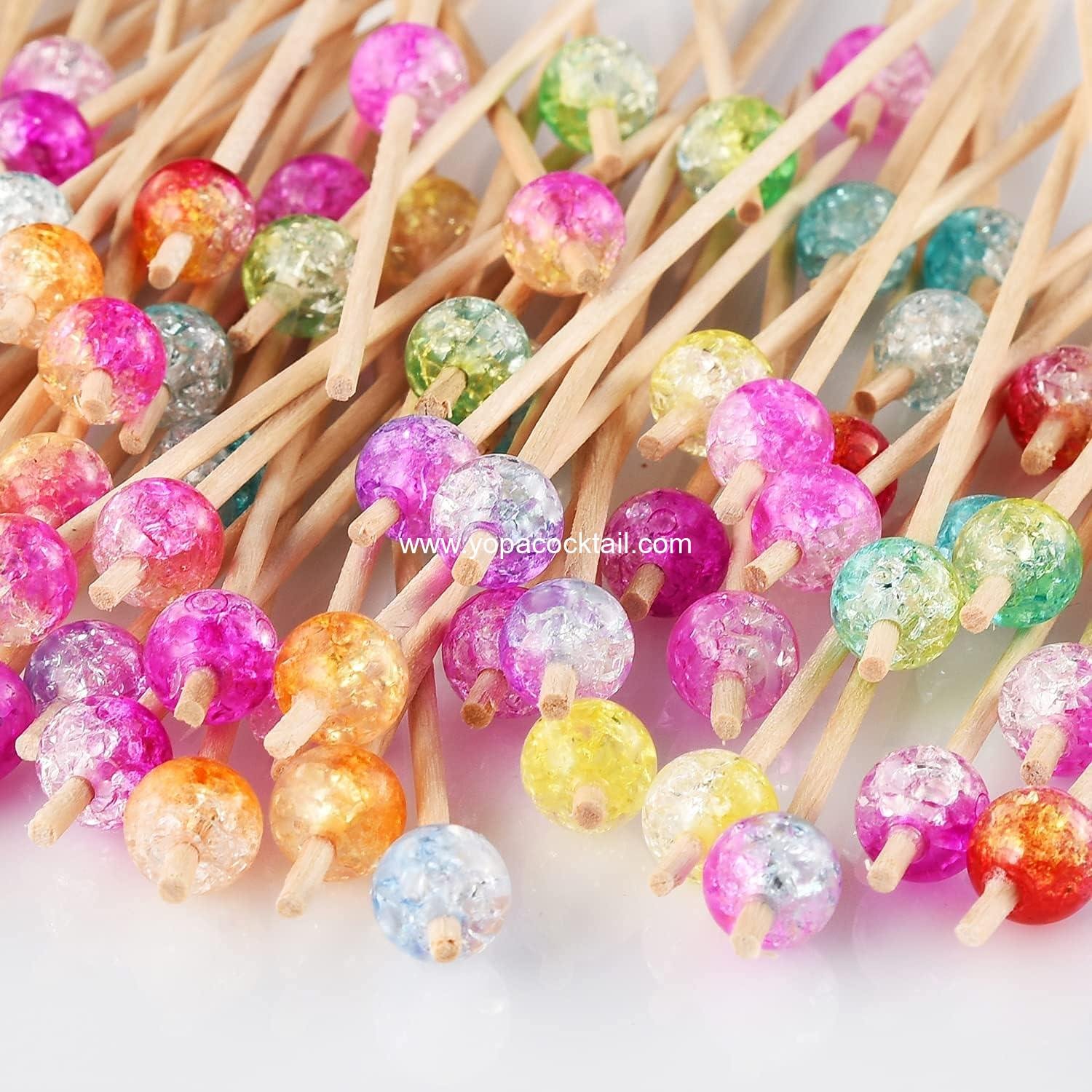 Wholesale 100-Pack Colorful Pearl Cocktail Picks, Fancy Wooden Toothpicks for Appetizers, Drinks, Fruits, and Charcuterie - 4.72 inches Supplier