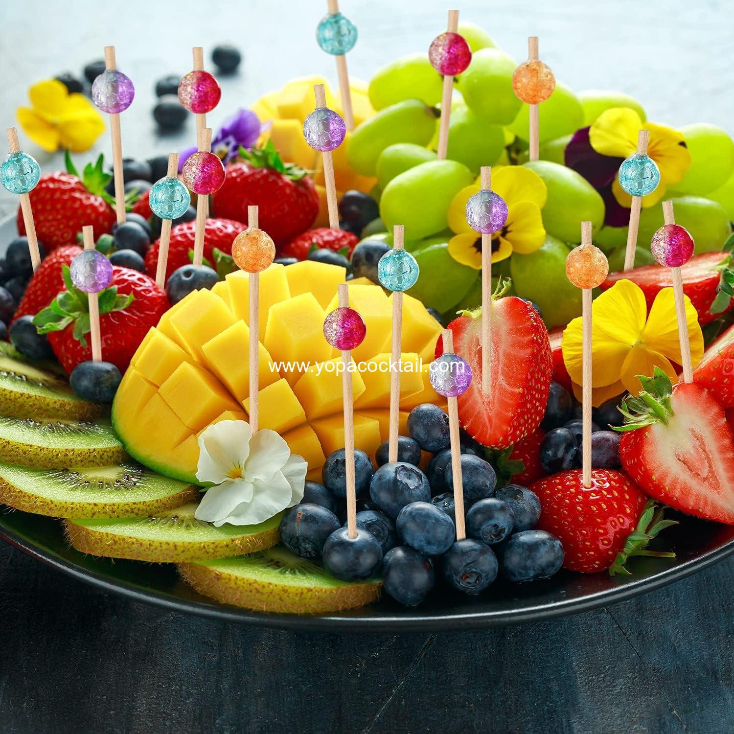 Wholesale 100-Pack Colorful Pearl Cocktail Picks, Fancy Wooden Toothpicks for Appetizers, Drinks, Fruits, and Charcuterie - 4.72 inches Supplier