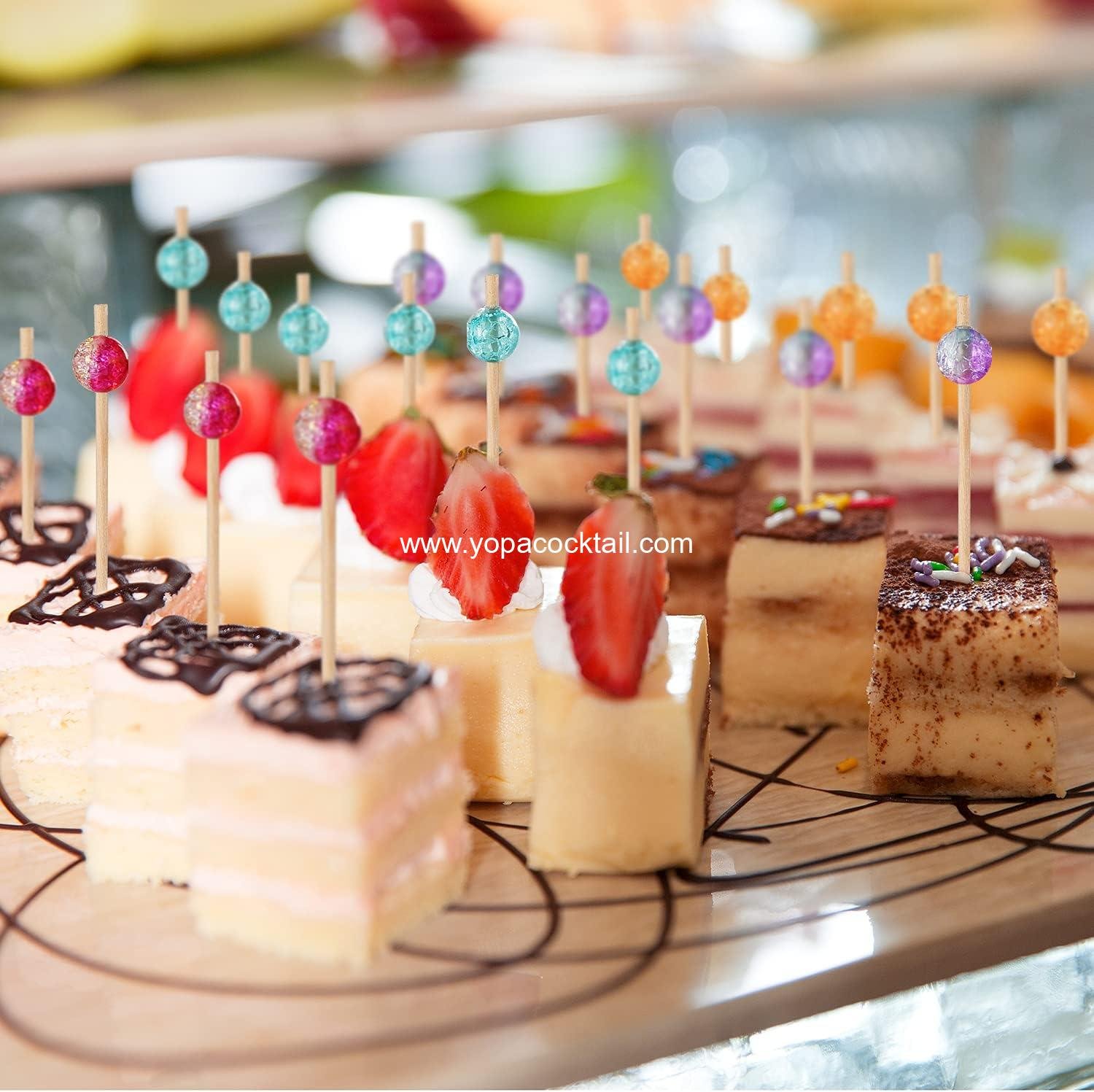 Wholesale 100-Pack Colorful Pearl Cocktail Picks, Fancy Wooden Toothpicks for Appetizers, Drinks, Fruits, and Charcuterie - 4.72 inches Supplier