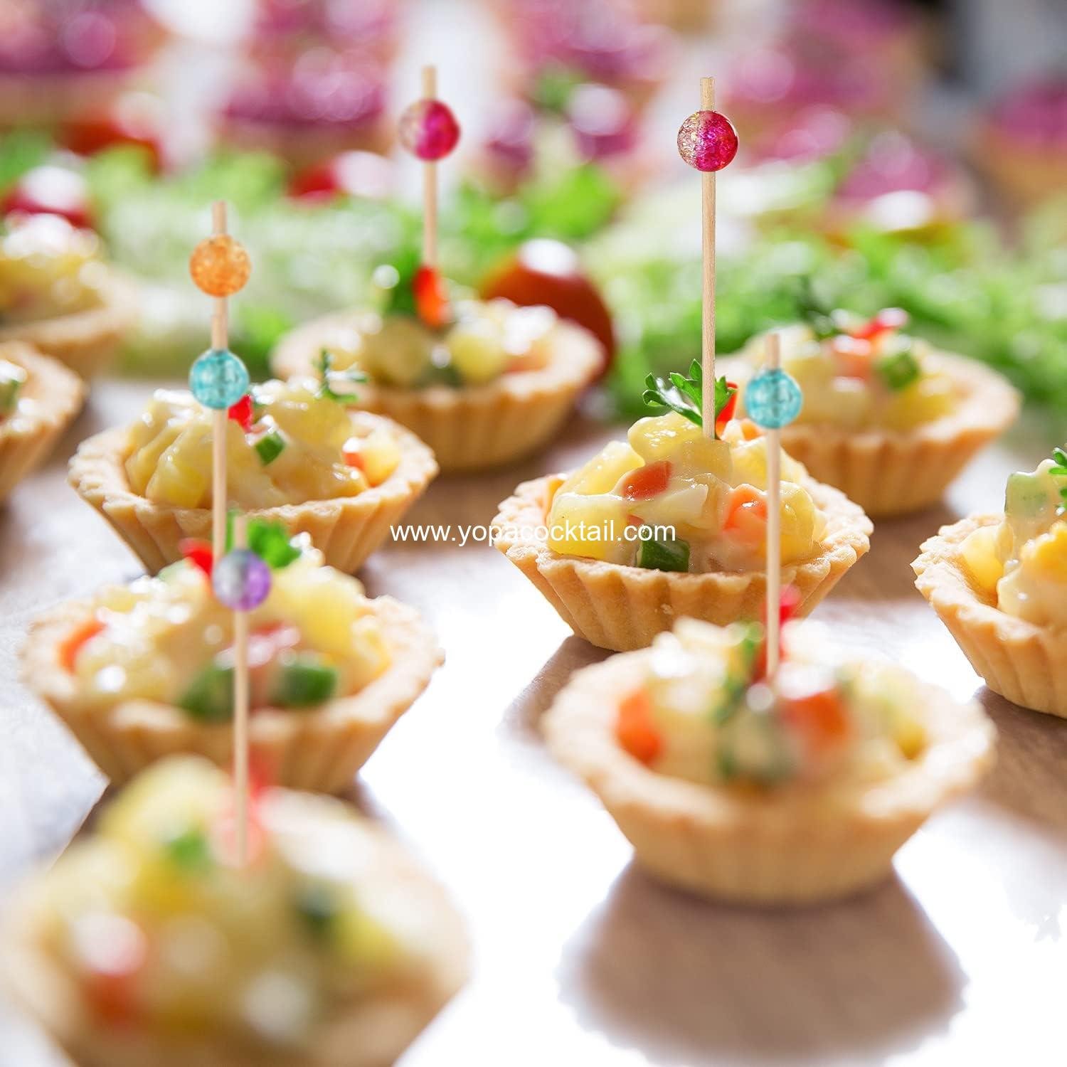 Wholesale 100-Pack Colorful Pearl Cocktail Picks, Fancy Wooden Toothpicks for Appetizers, Drinks, Fruits, and Charcuterie - 4.72 inches Supplier