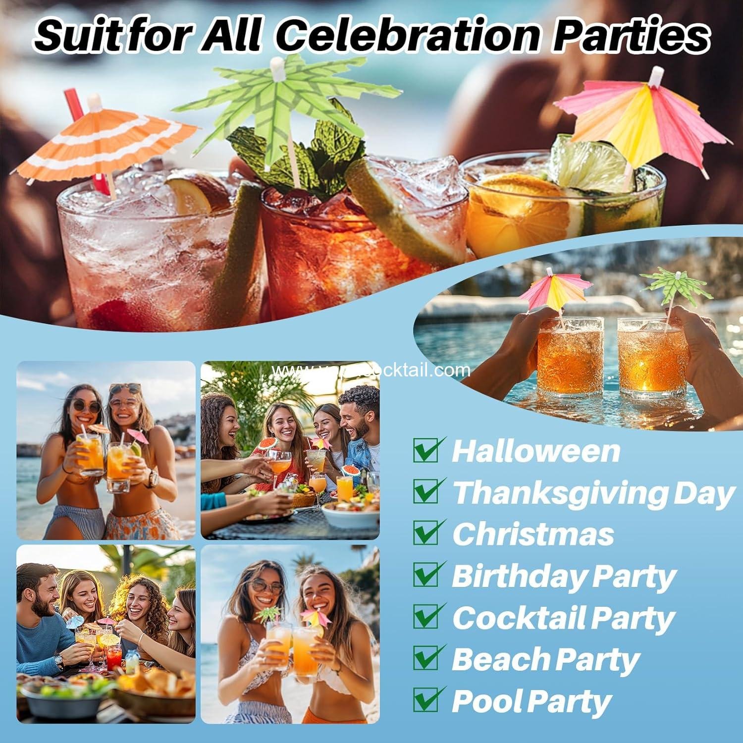 Wholesale 50 Pack Drink Umbrellas - Assorted Cocktail Umbrellas for Drinks, Mini Paper Umbrellas for Hawaiian Cupcake Toppers, Colorful Cocktail Picks for Luau Tiki Party Decorations - Supplier
