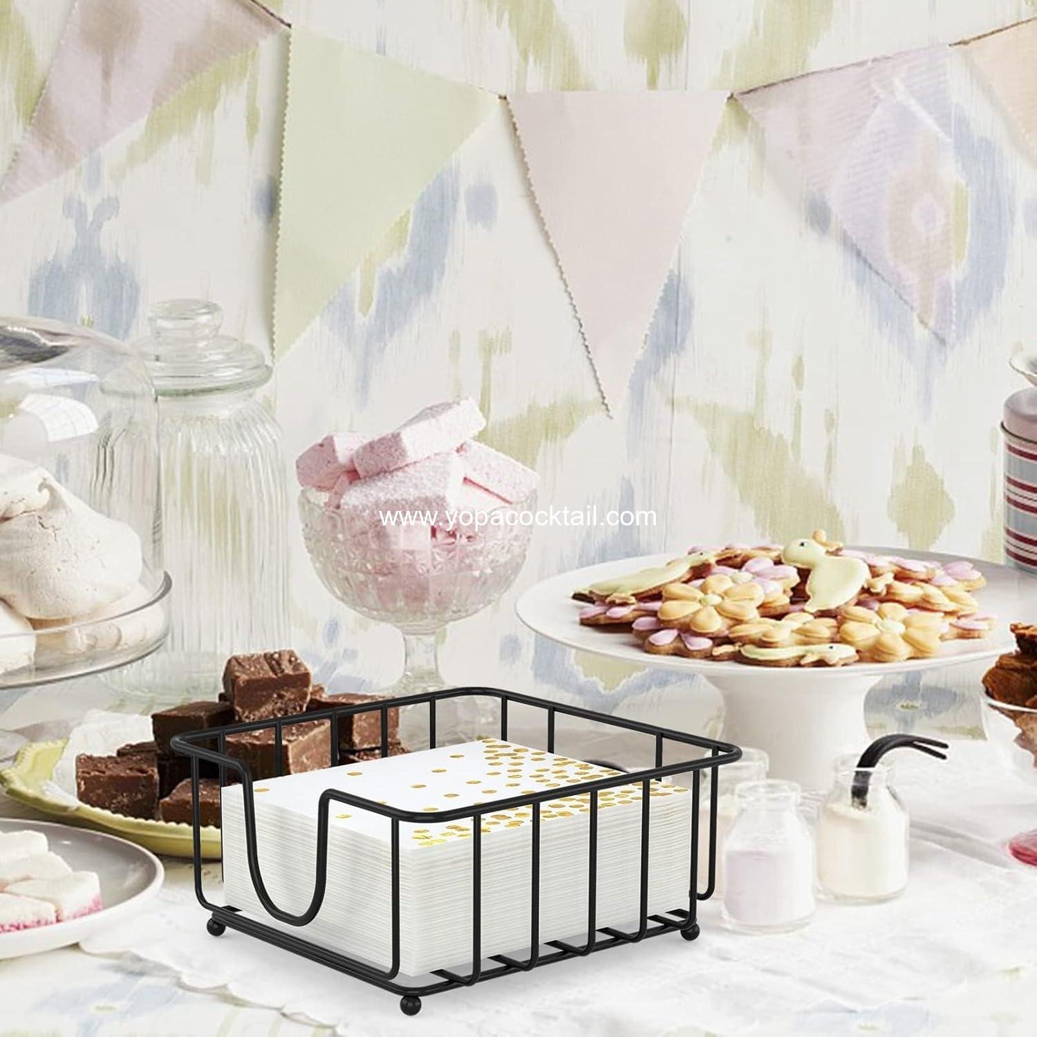 Wholesale Metal Cocktail Napkin Holder Flat Caddy for Beverage Napkins 5.7