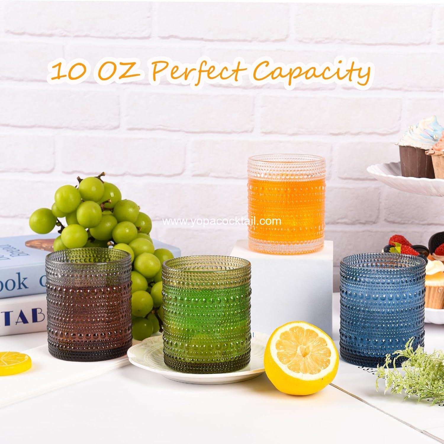 Wholesale 10 oz Hobnail Cocktail Glasses Set of 6, Vintage Textured Bubble Glass Water Cups, Old Fashion Jupiter Glasses Set, supplier.