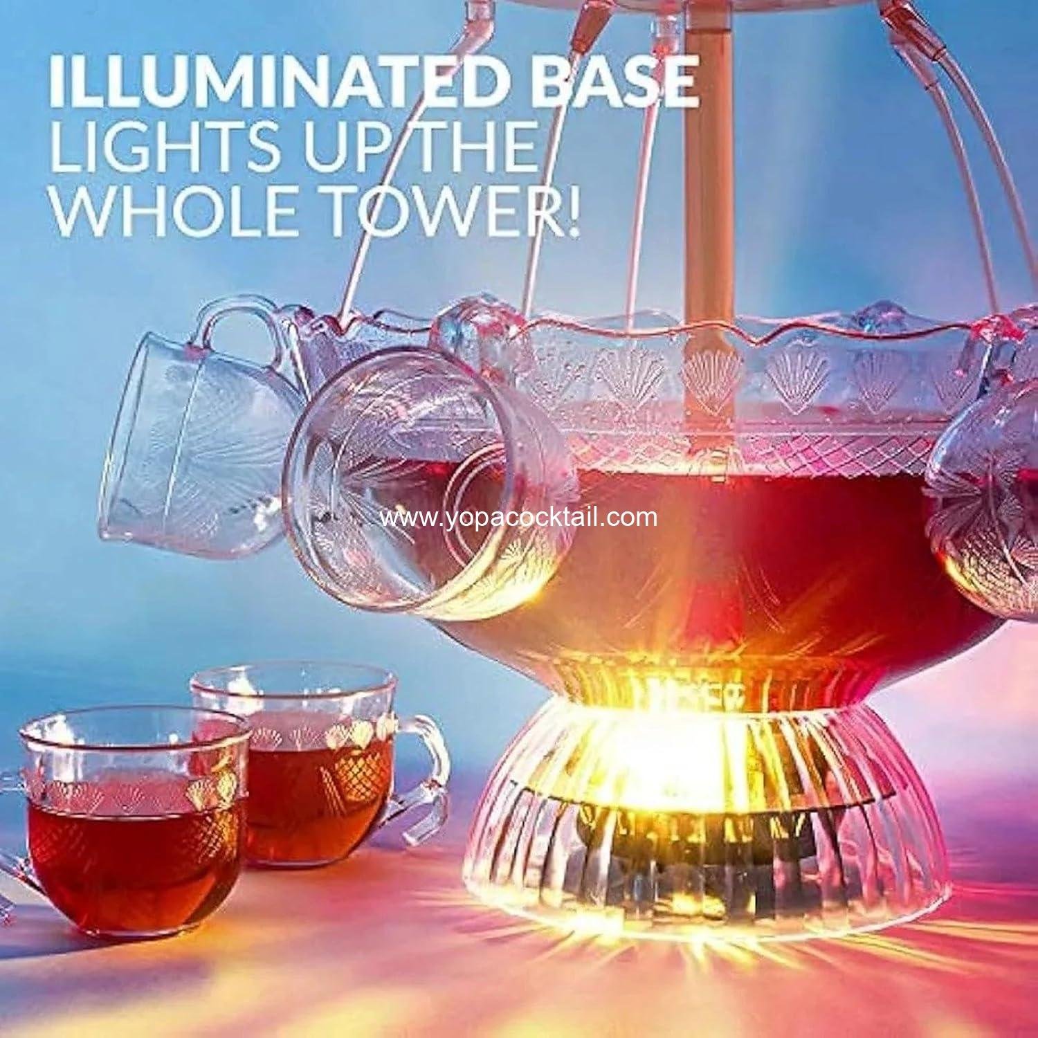 OEM 3-Tier Electric Fountain Drink Machine with LED Base, 1.5 Gallon Beverage Dispenser for Cocktails and Wine, Includes 5 Cups for Parties and Weddings - Supplier