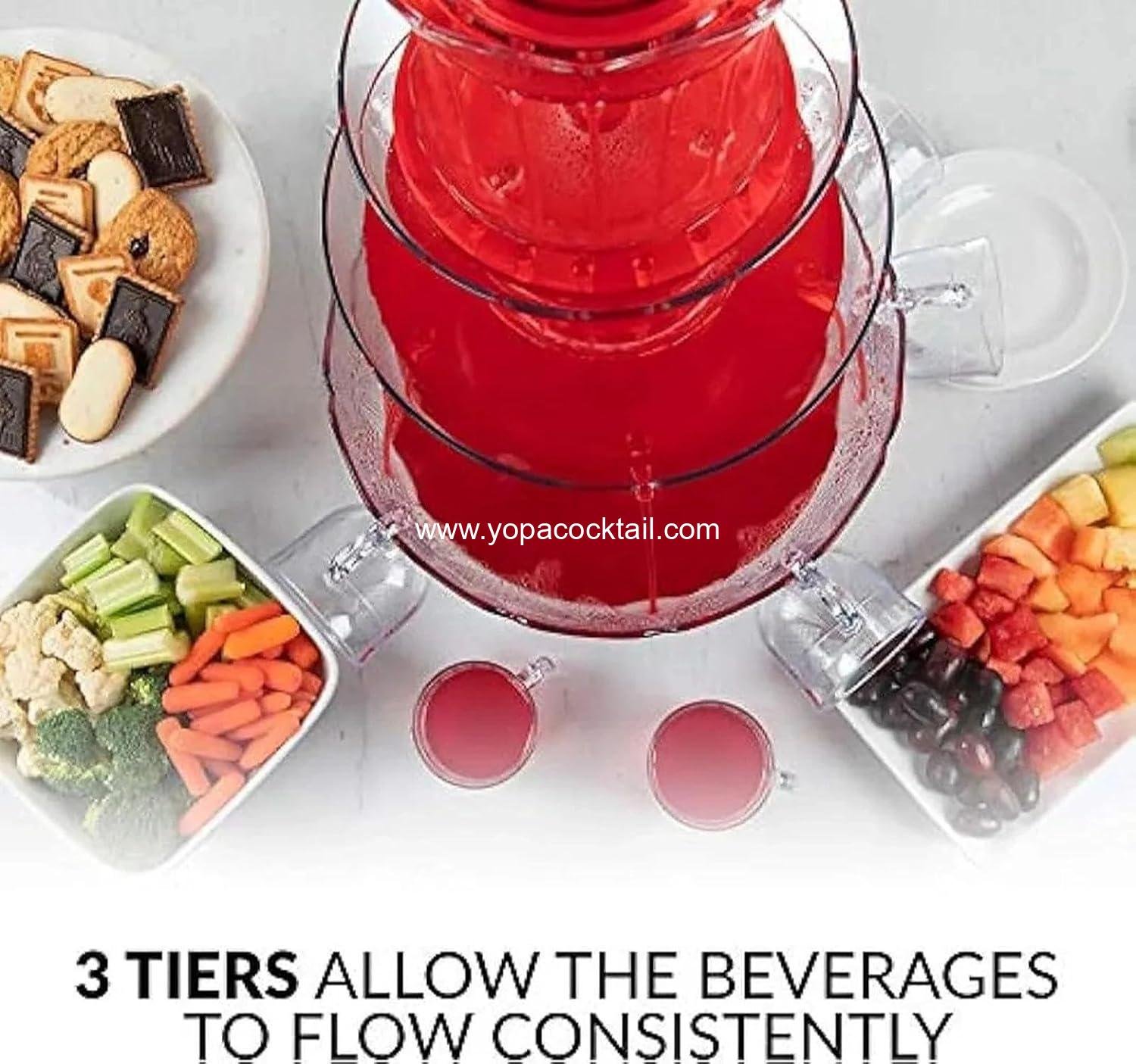 OEM 3-Tier Electric Fountain Drink Machine with LED Base, 1.5 Gallon Beverage Dispenser for Cocktails and Wine, Includes 5 Cups for Parties and Weddings - Supplier