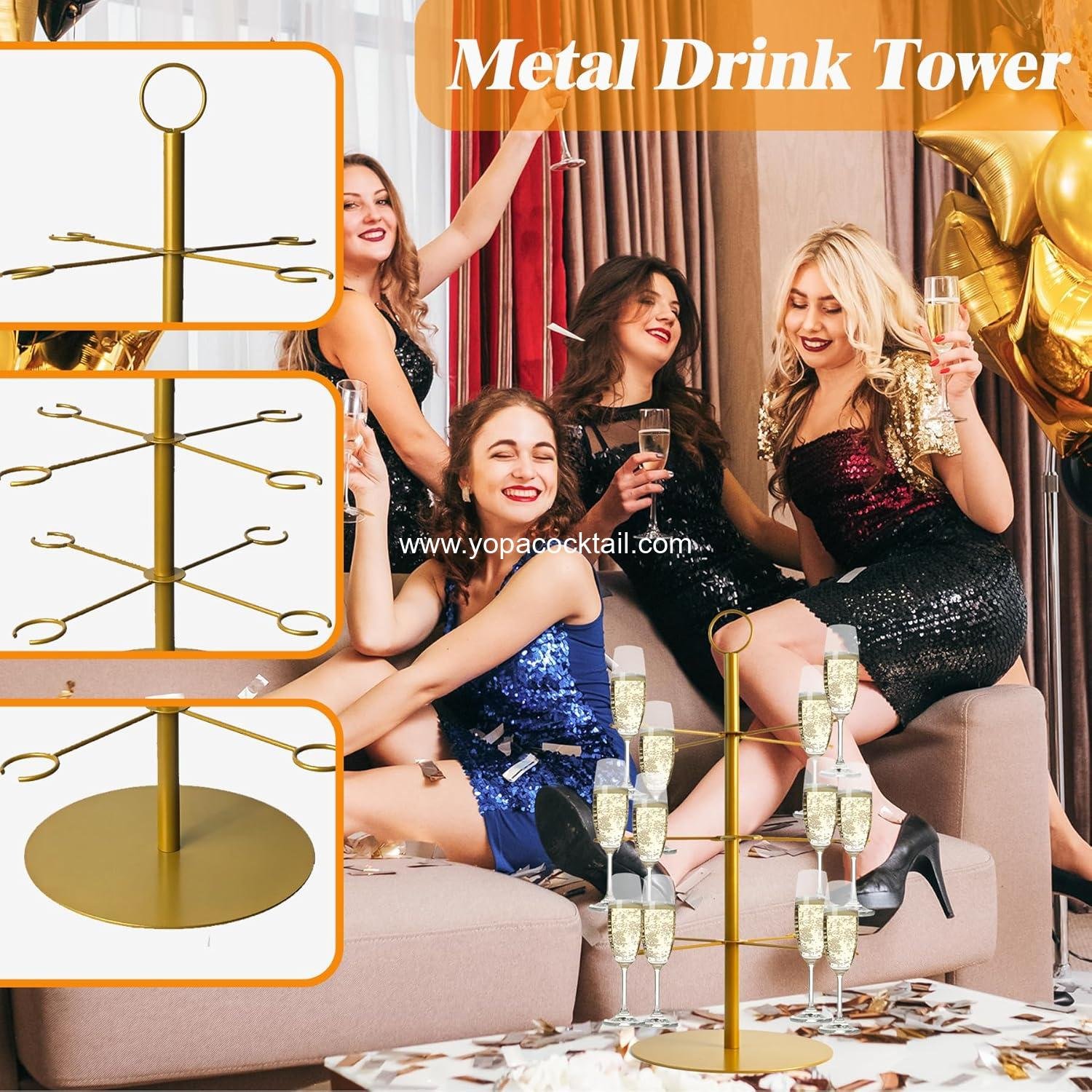 Wholesale 3-Tier 12-Glass Champagne Tower for Parties - Cocktail Tree Stand and Wine Glass Holder for Drinks, Martini, and Margarita Display - Supplier