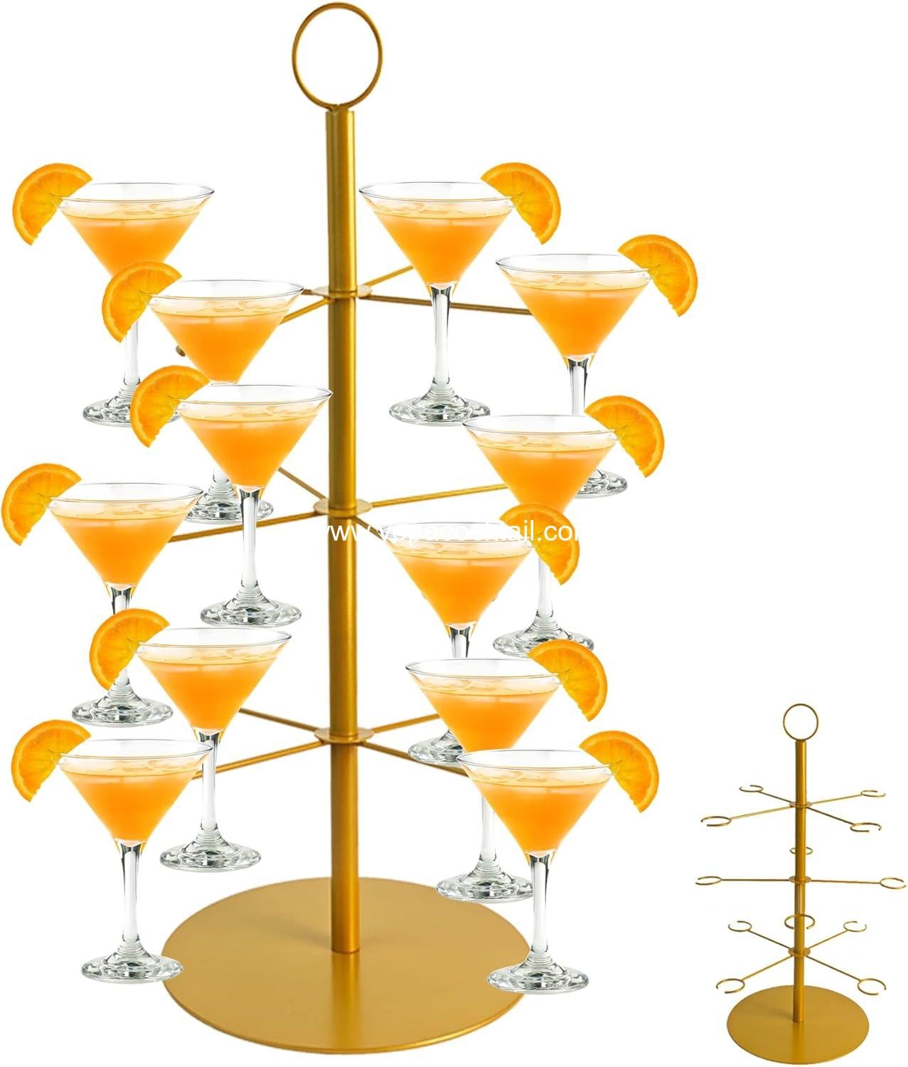 Champagne Tower for Parties, 3-Tier 12-Glasses Cocktail Tree Stand Countertop Wine Glass Holder for Drinks, Champagne Stand Drink Tower Wine Glasses Display for Champagne , Martini, Margarita Cups