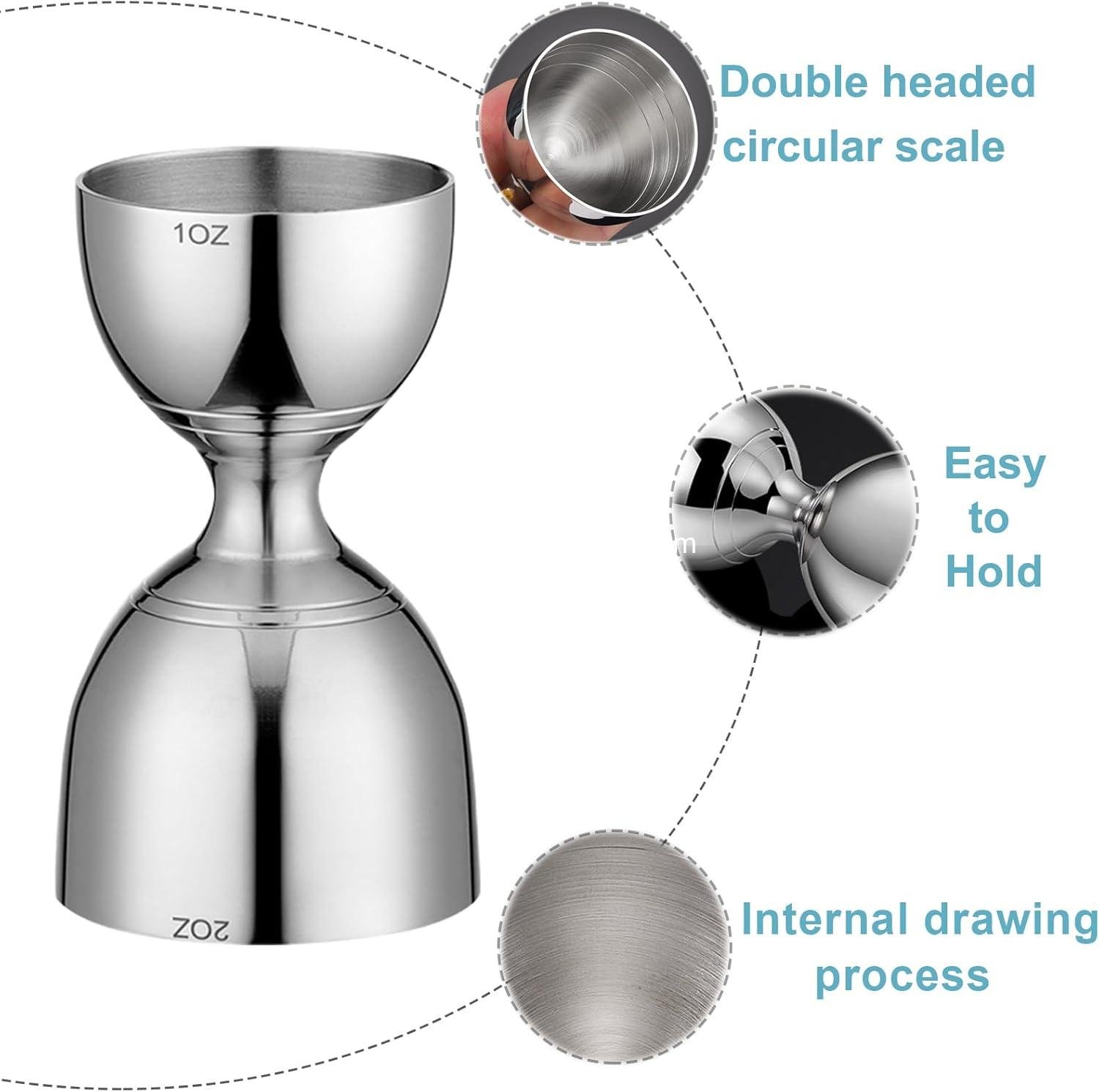 Wholesale Cocktail Jigger with Measuring Marks (1oz, 2oz) and Mixing Spoon - Bartender Set Supplier