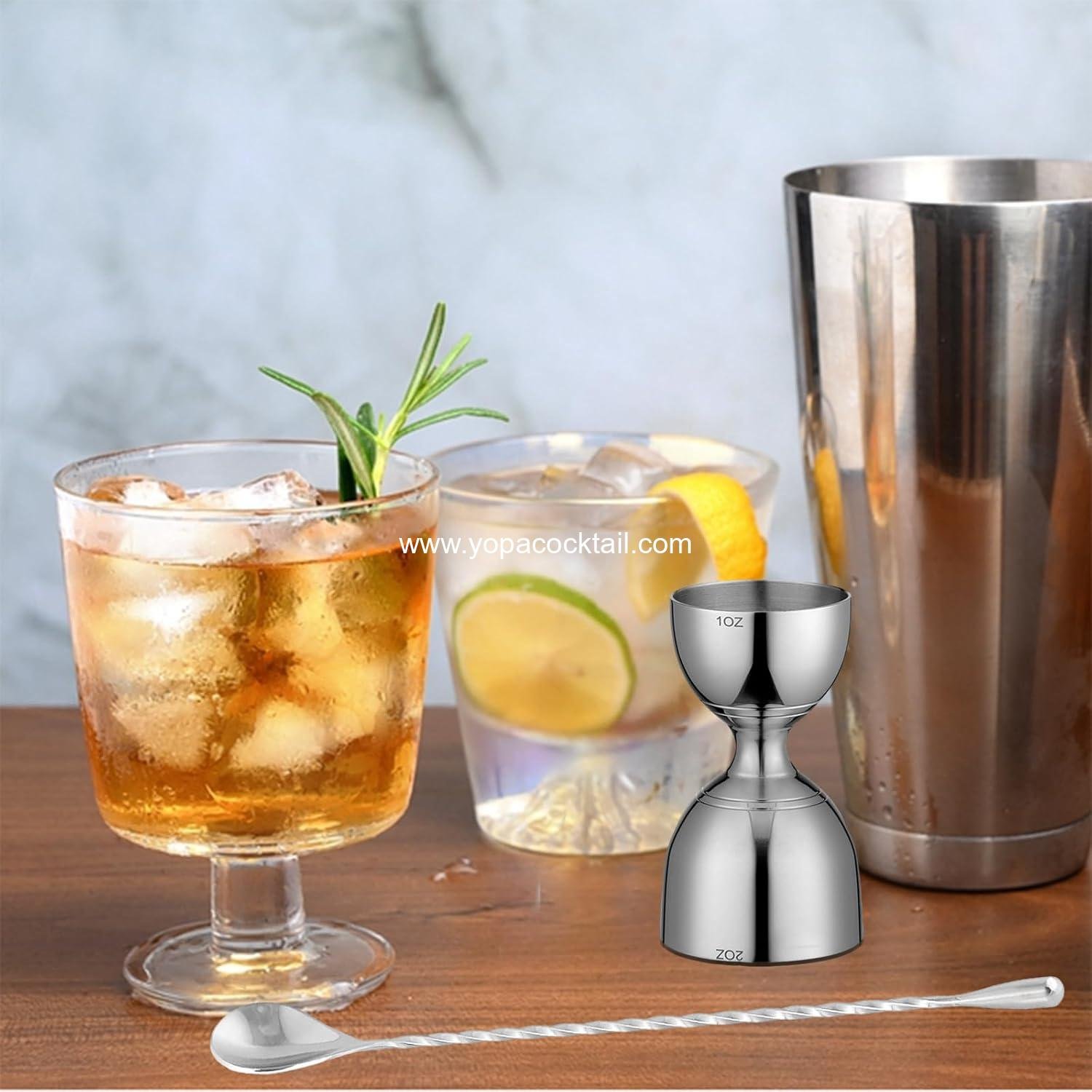 Wholesale Cocktail Jigger with Measuring Marks (1oz, 2oz) and Mixing Spoon - Bartender Set Supplier