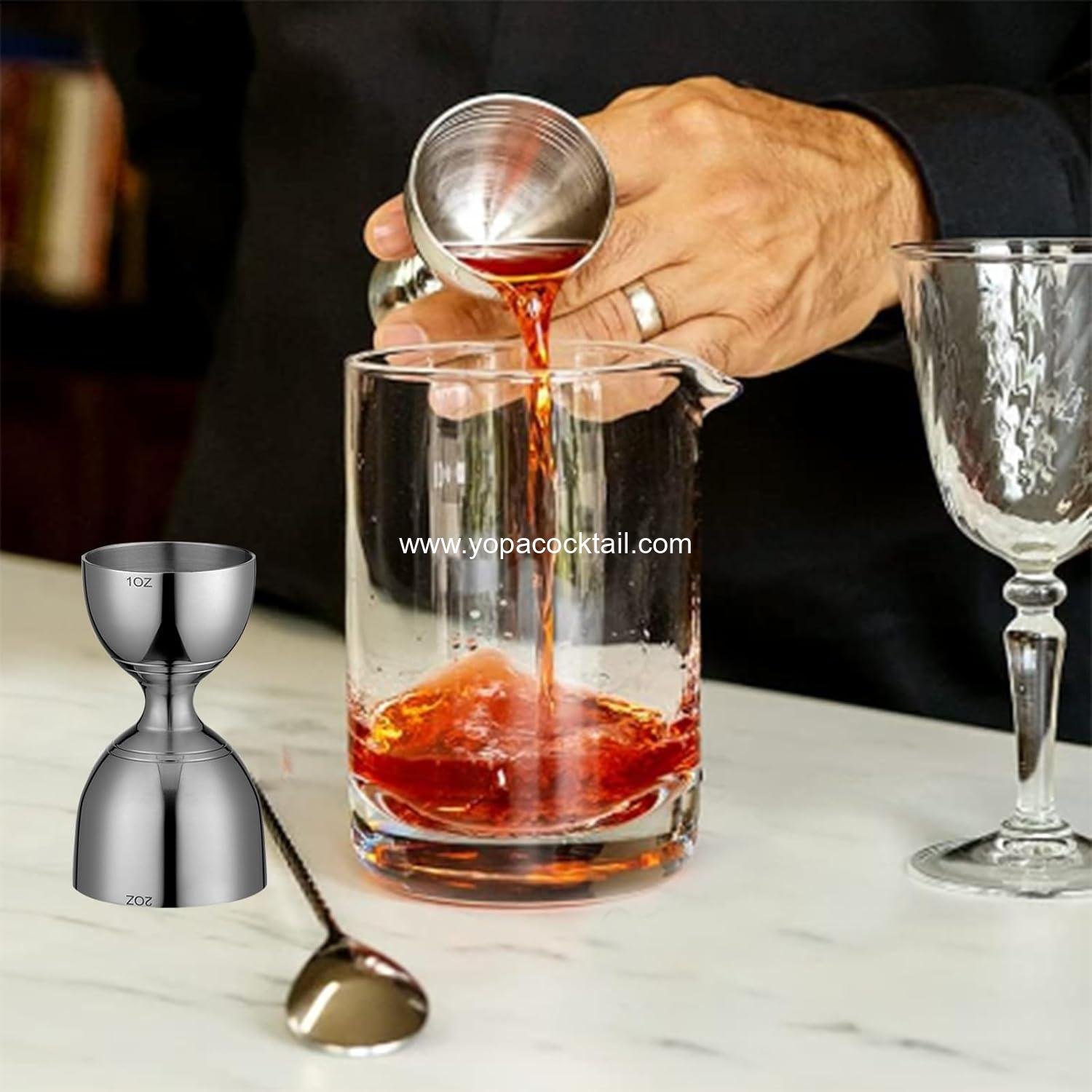 Wholesale Cocktail Jigger with Measuring Marks (1oz, 2oz) and Mixing Spoon - Bartender Set Supplier