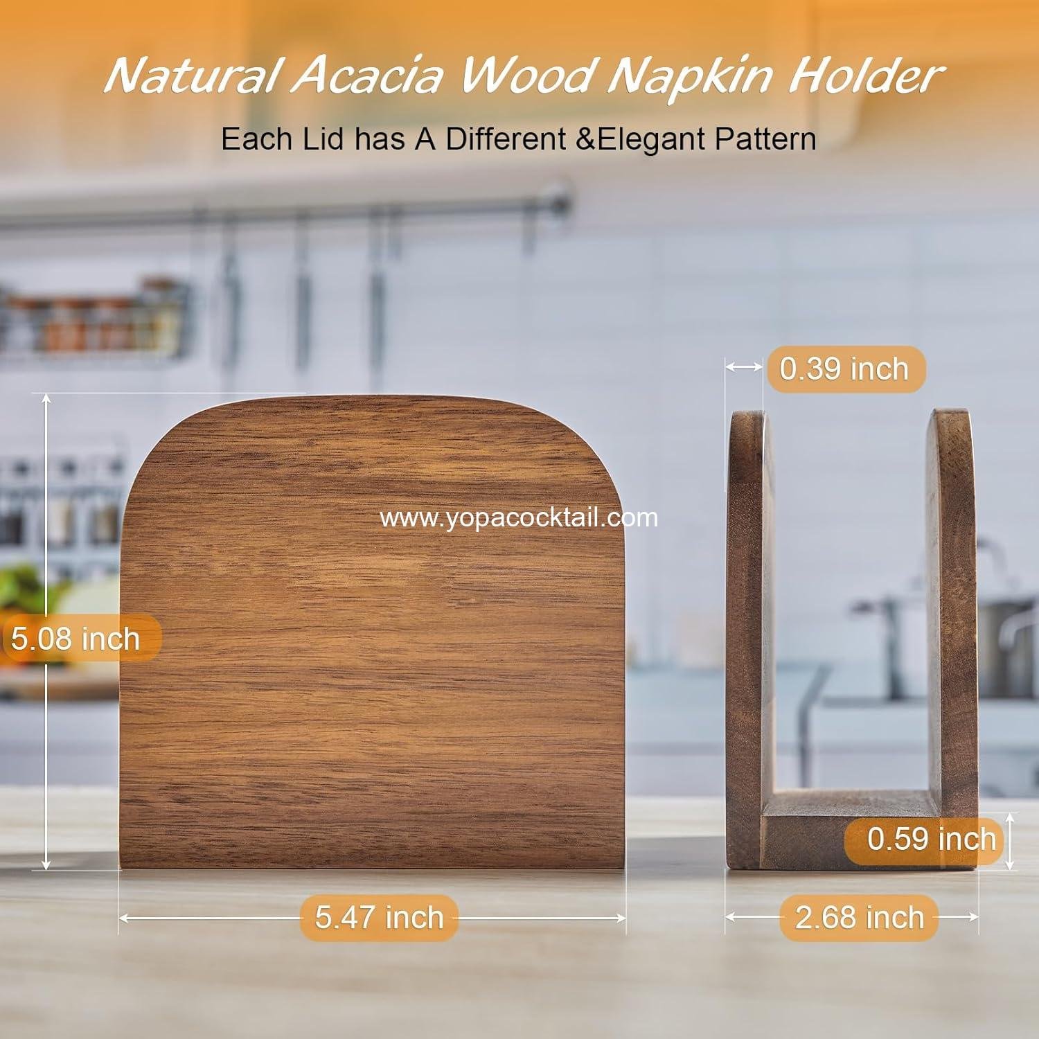 Wholesale Upright Acacia Wood Napkin Holder - Wooden Standing Napkin Dispenser for Kitchen, Dining Room, Parties, and Outdoor Use - OEM Supplier