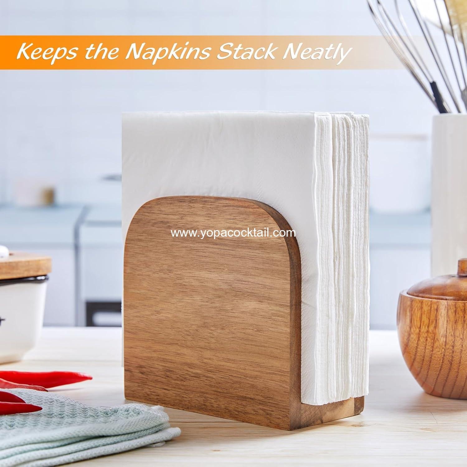 Wholesale Upright Acacia Wood Napkin Holder - Wooden Standing Napkin Dispenser for Kitchen, Dining Room, Parties, and Outdoor Use - OEM Supplier