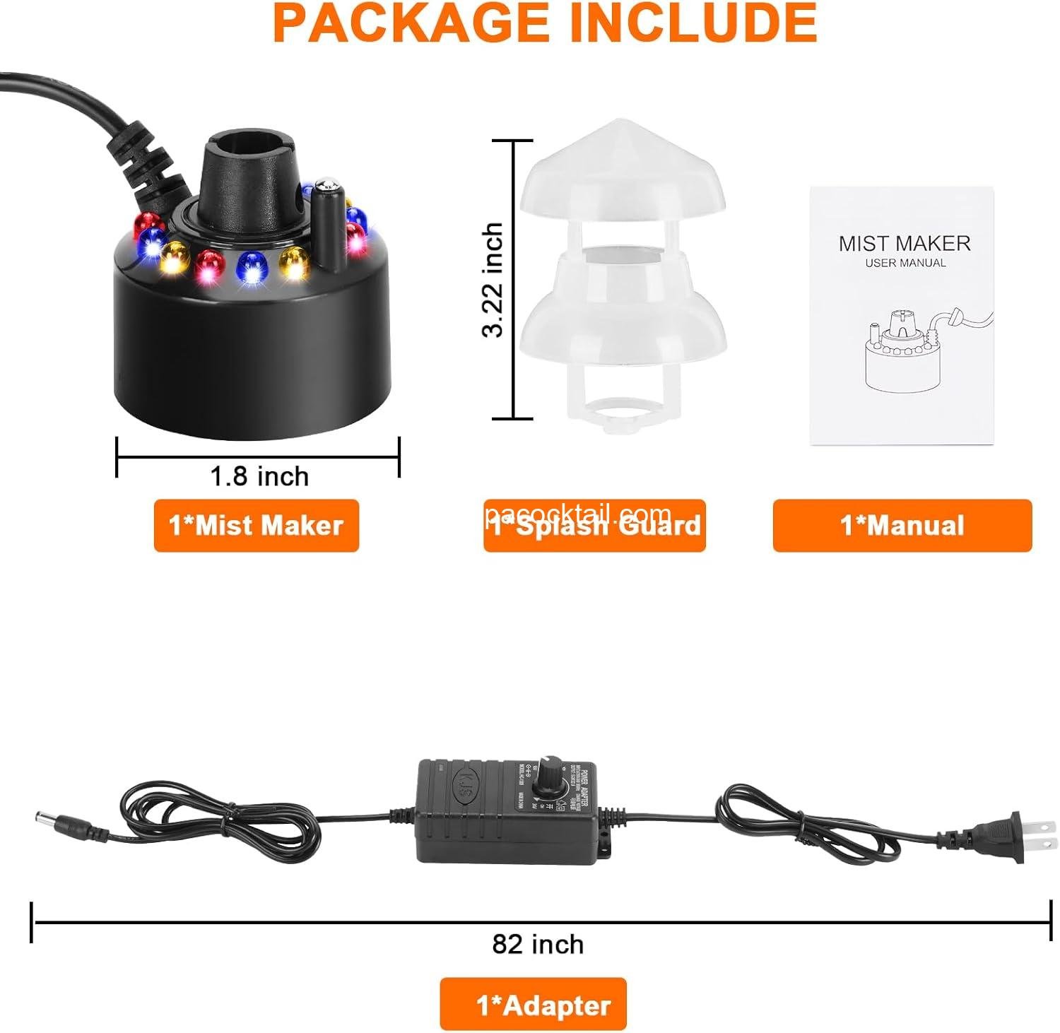 Wholesale 12 LED Mister Fogger Water Fountain Atomizer Air Humidifier - Ultrasonic Mist Fogger with Splash Guard for Halloween and Holidays Supplier