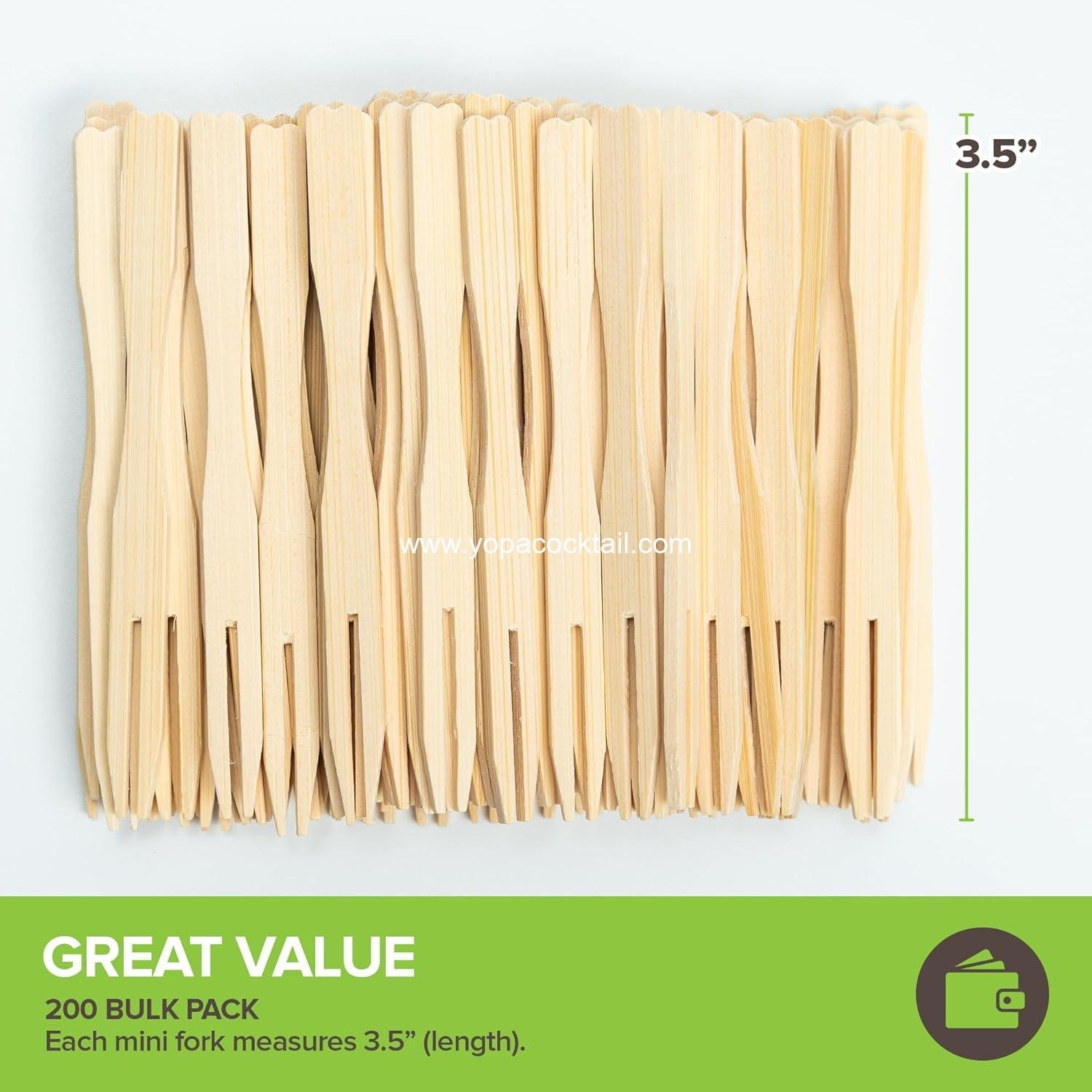 Wholesale 200 Bamboo Appetizer Forks, 3.5