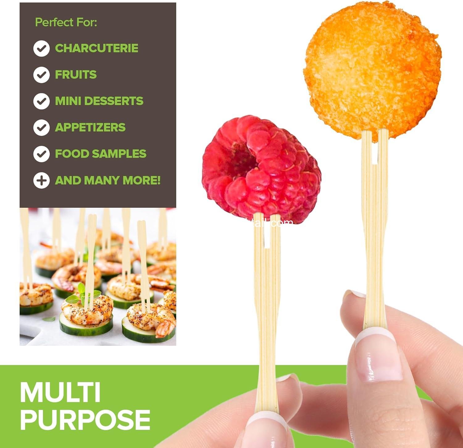 Wholesale 200 Bamboo Appetizer Forks, 3.5