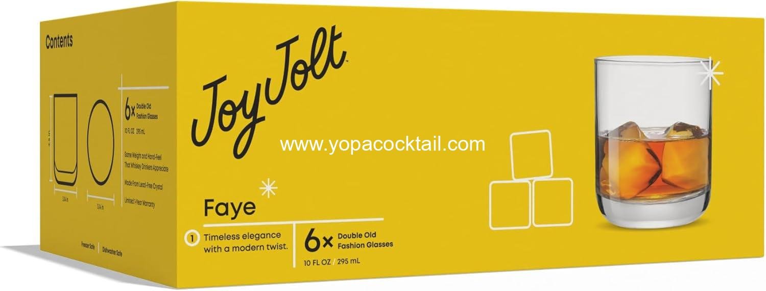 Wholesale Crystal Whiskey Glasses Set of 6, 10oz Lowball Tumblers, Double Old Fashioned Rocks Glasses for Scotch or Bourbon, Dishwasher Safe Glassware, Supplier