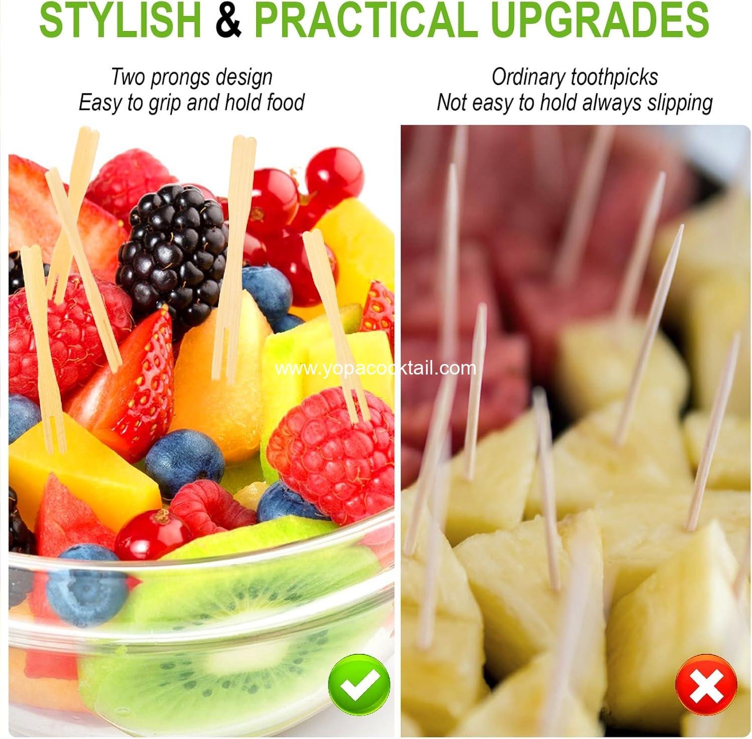 Wholesale 400 Bamboo Appetizer Forks, 3.5 Inch Mini Forks for Charcuterie Board Accessories, Fancy Toothpicks for Appetizers, Disposable Wooden Cocktail Forks, Small Fruit Picks for Party Supplies Manufacturer