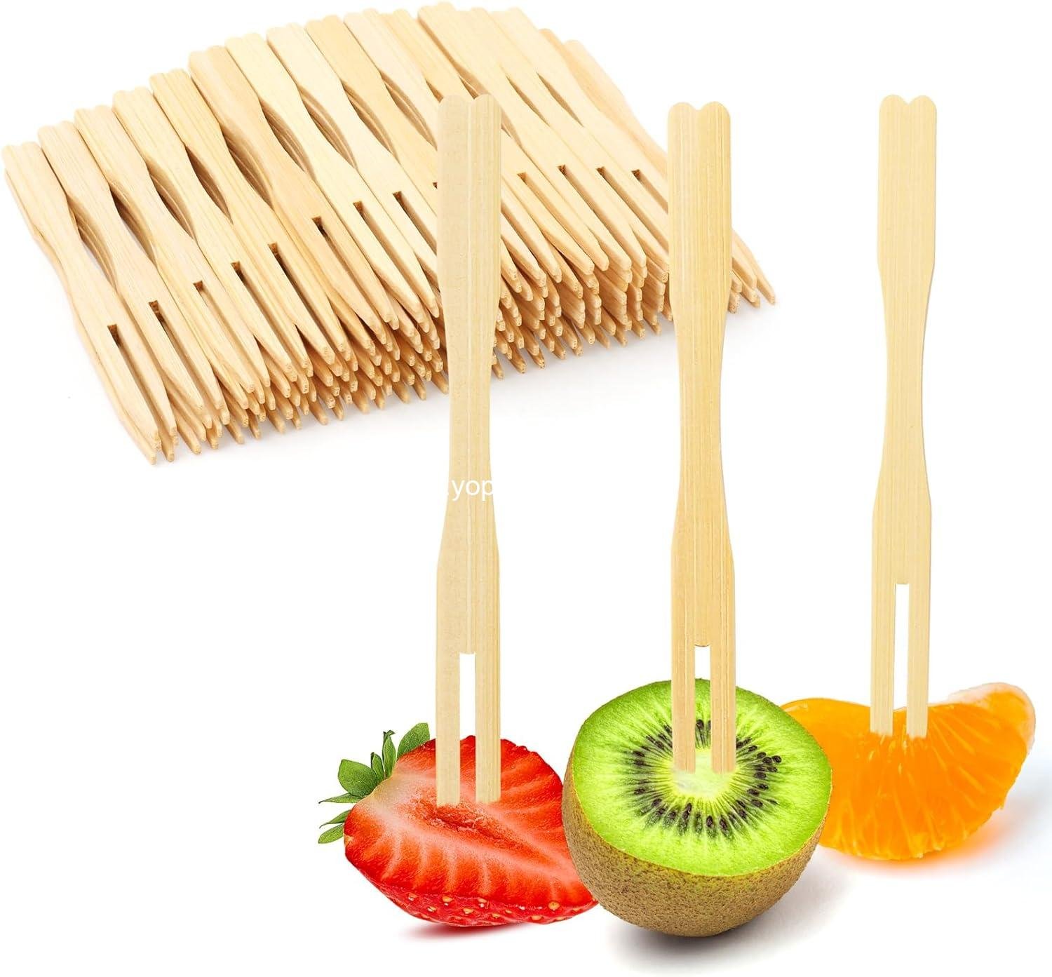 Wholesale 400 Bamboo Appetizer Forks, 3.5 Inch Mini Forks for Charcuterie Board Accessories, Fancy Toothpicks for Appetizers, Disposable Wooden Cocktail Forks, Small Fruit Picks for Party Supplies Manufacturer