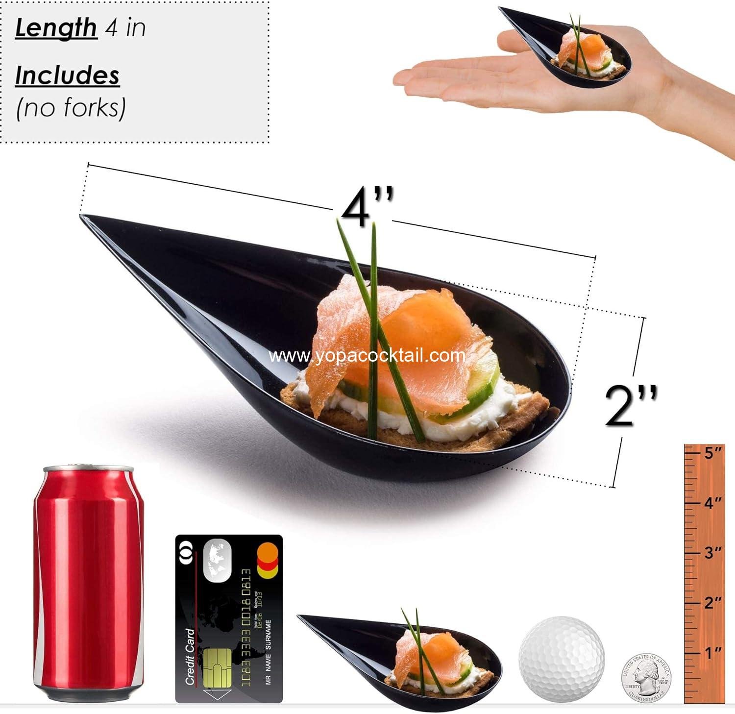 Wholesale 100 Mini Tear Drop Appetizer Plates with Reusable Black Plastic Spoons - Perfect for Desserts and Appetizers - Asian Spoon Set and Small Catering Dessert Tasting Cups with Recipe Ebook Supplier Wholesale 100 Mini Tear Drop Appetizer Plates with Reusable Black Plastic Spoons - Perfect for Desserts and Appetizers - Asian Spoon Set and Small Catering Dessert Tasting Cups with Recipe Ebook Supplier