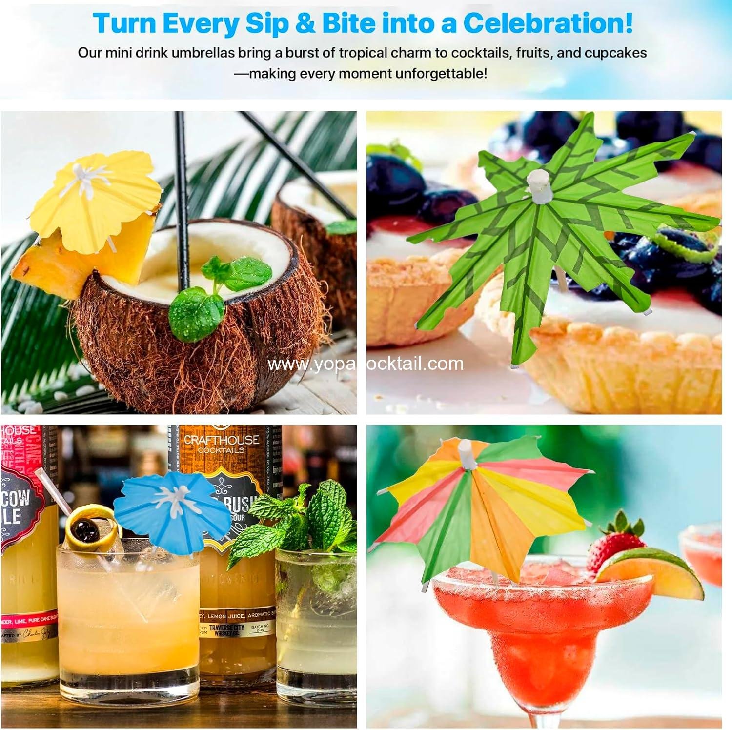 Wholesale 150 PCS Drink Umbrellas Cocktail Picks, Mini Paper Umbrella Toothpicks for Tiki, Luau, Hawaiian Tropical Party Decoration Garnish - Supplier