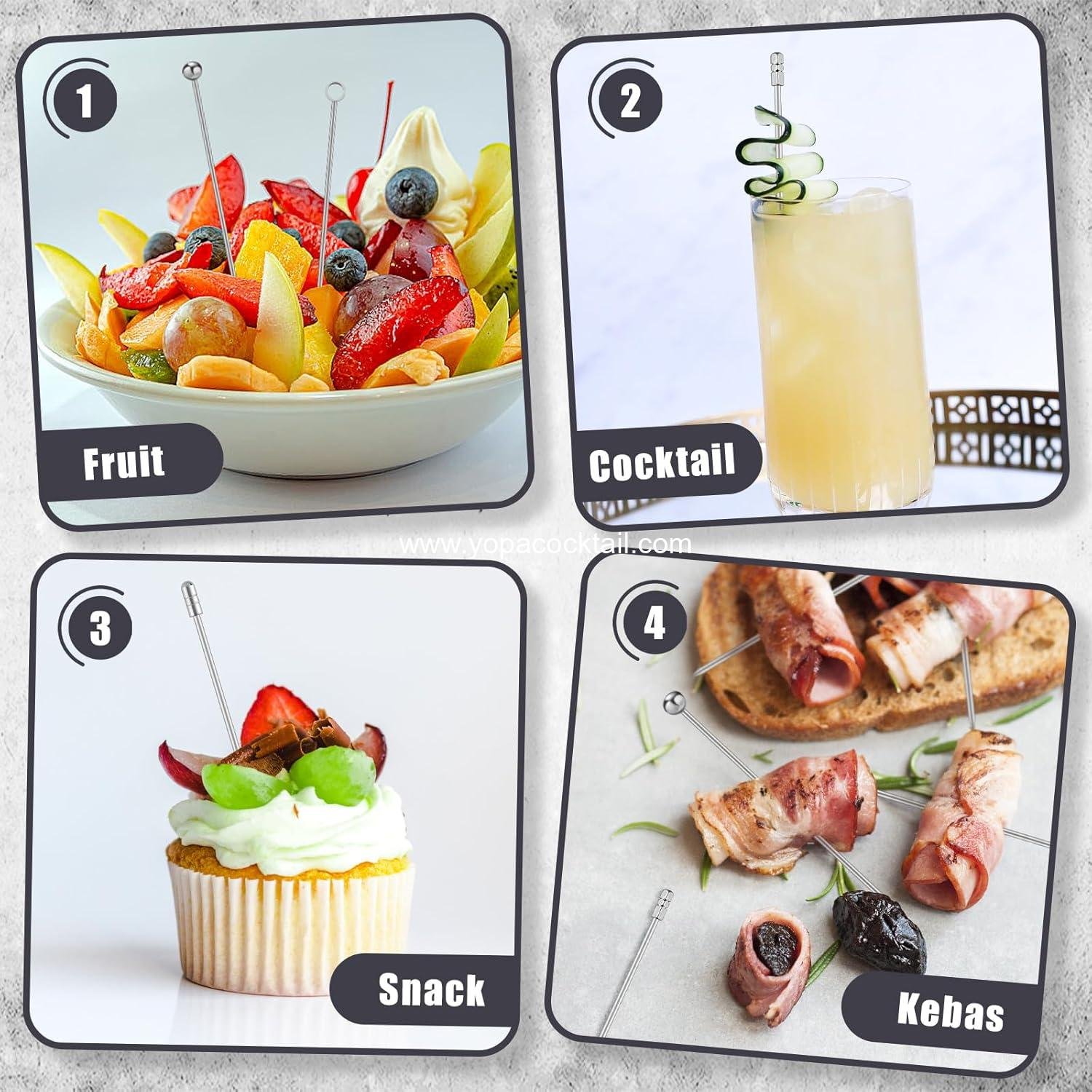 Wholesale Cocktail Picks, 16 Pcs Metal Martini Picks, Reusable Stainless Steel Drink Sticks with Storage Cup, Bloody Mary Skewers for Appetizers, Sandwiches, BBQ Snacks, Olives, Fruits Supplier