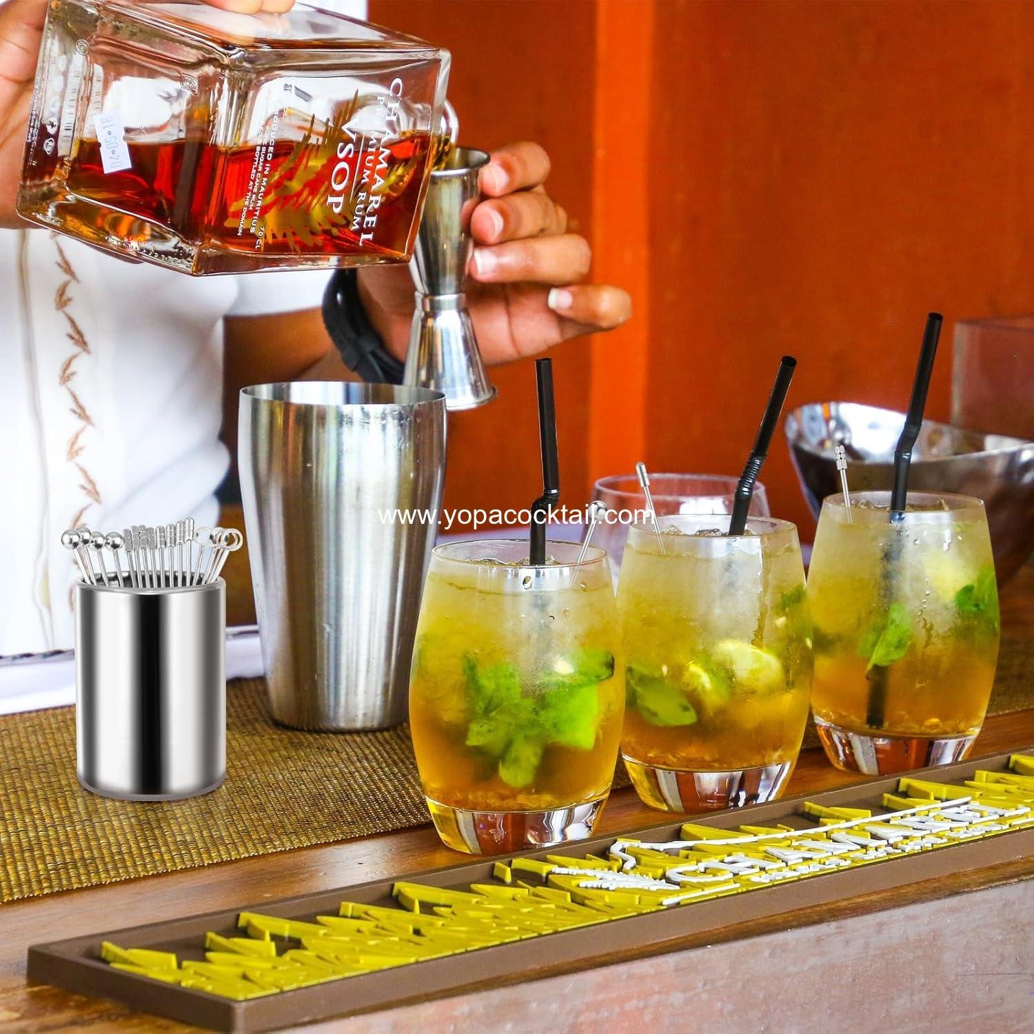 Wholesale Cocktail Picks, 16 Pcs Metal Martini Picks, Reusable Stainless Steel Drink Sticks with Storage Cup, Bloody Mary Skewers for Appetizers, Sandwiches, BBQ Snacks, Olives, Fruits Supplier