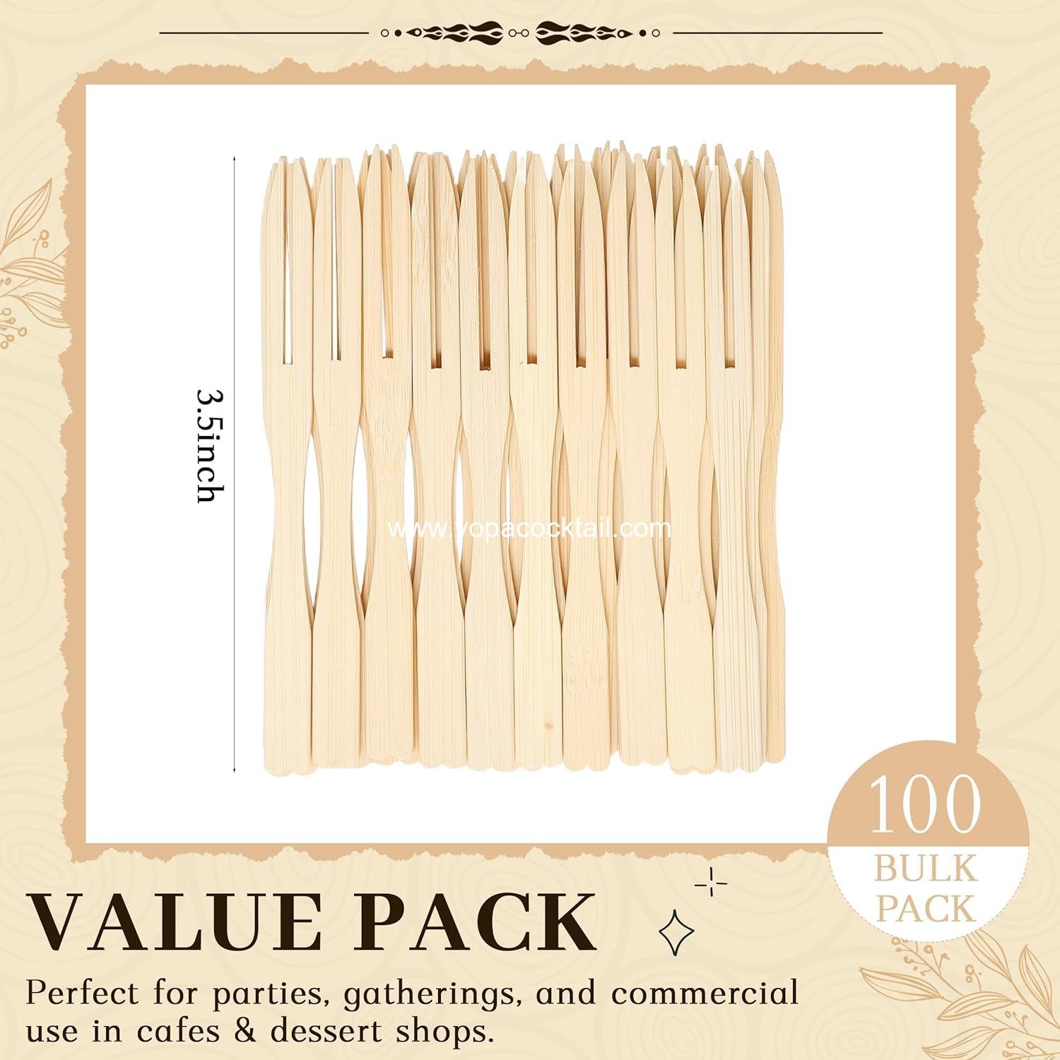 Wholesale Bamboo Mini Disposable Forks 3.5