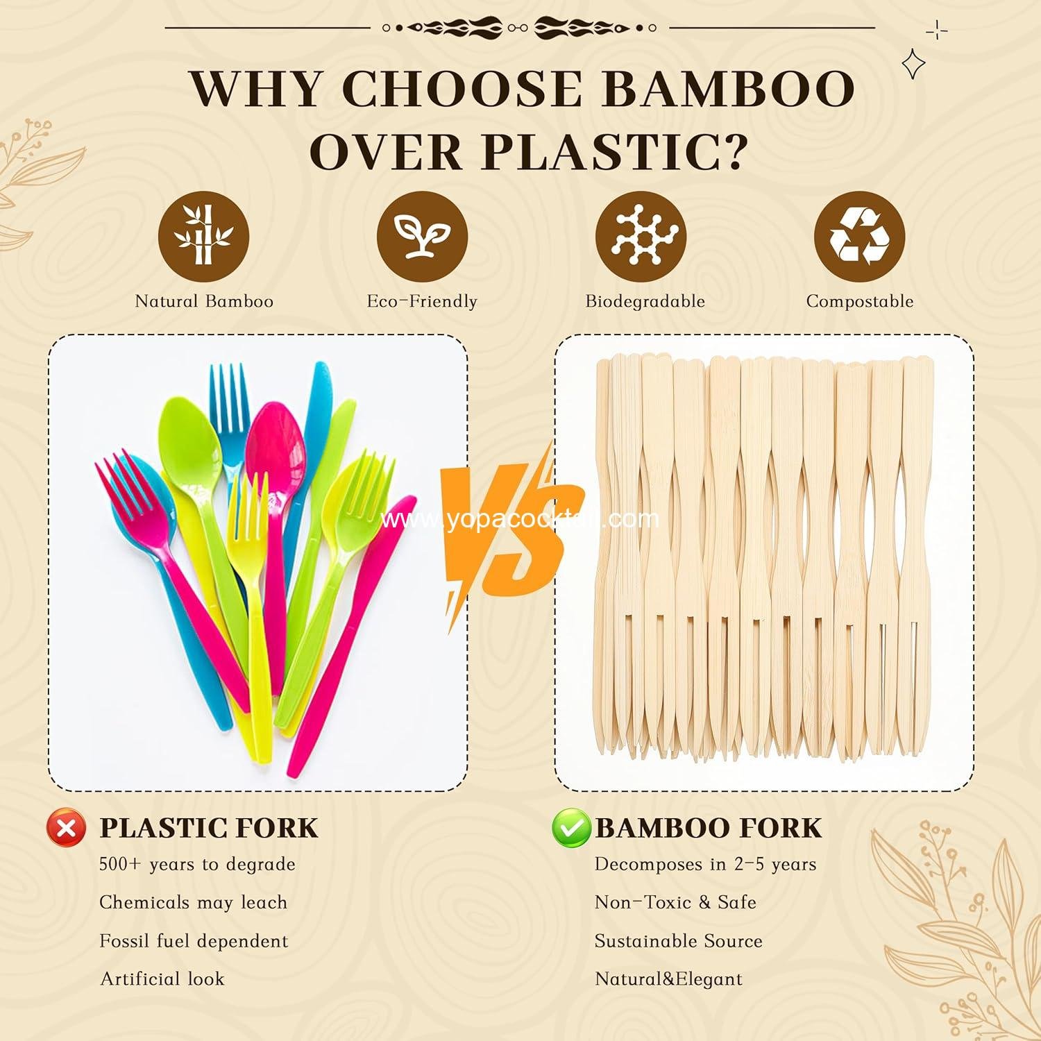 Wholesale Bamboo Mini Disposable Forks 3.5