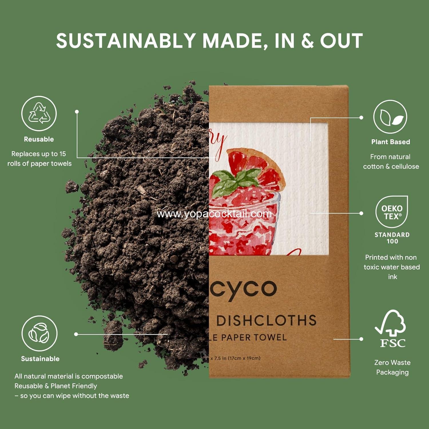 OEM Swedish Dishcloths for Kitchen | 6 Pack Washable Cocktail Dish Rags | Absorbent Cellulose Cleaning Paper Towels | Reusable 8 OEM Swedish Dishcloths for Kitchen | 6 Pack Washable Cocktail Dish Rags | Absorbent Cellulose Cleaning Paper Towels | Reusable 8