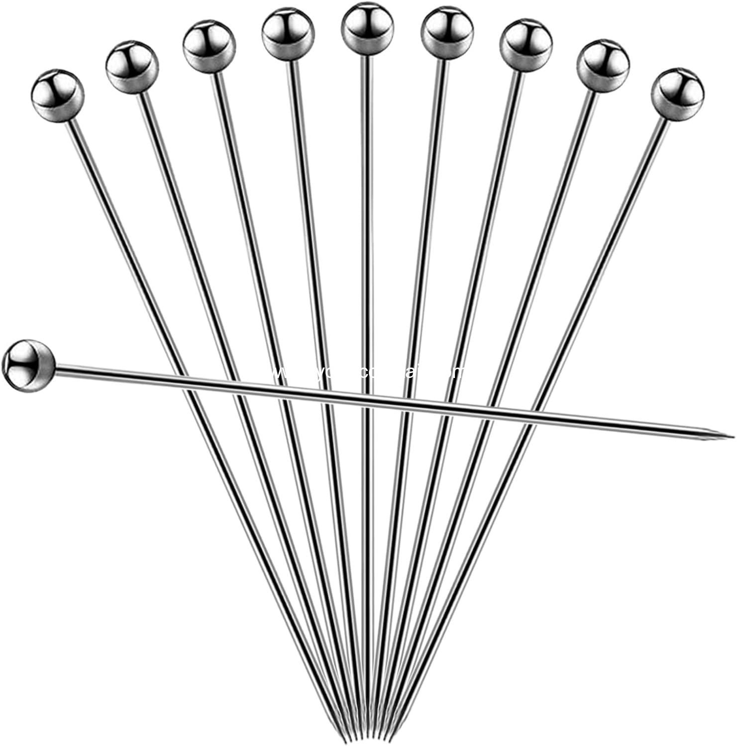 10 Pcs Metal Cocktail Picks, 4.17" Stainless Steel Reusable Toothpicks Skewers for Drinks Garnish Martini Olive Appetizers Bar Accessories Gift