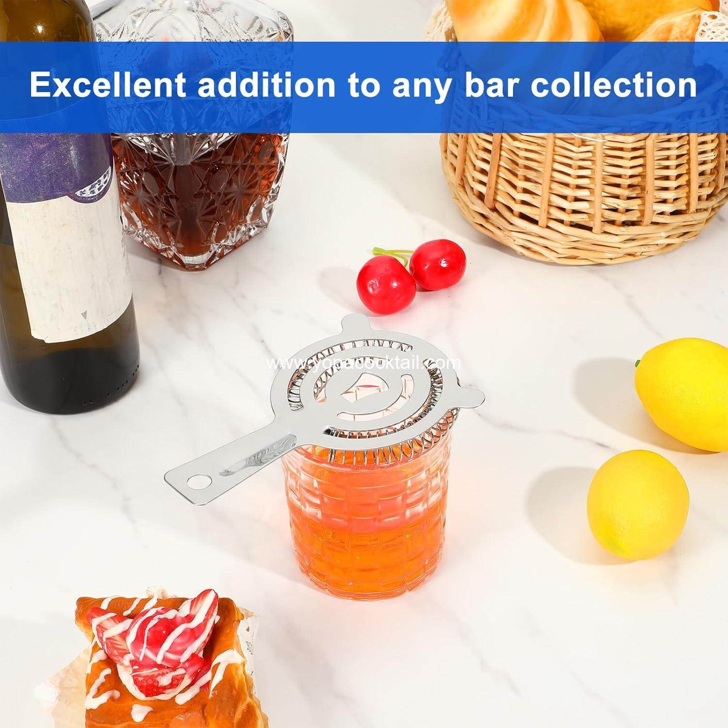 Wholesale 16 Pcs Stainless Steel Cocktail Strainers with High Density Spring 2 Prong Design for Drinks - Ideal for Home Mixologists and Bars Supplier