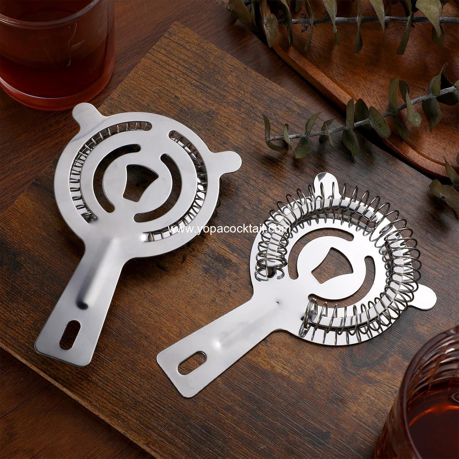 Wholesale 16 Pcs Stainless Steel Cocktail Strainers with High Density Spring 2 Prong Design for Drinks - Ideal for Home Mixologists and Bars Supplier