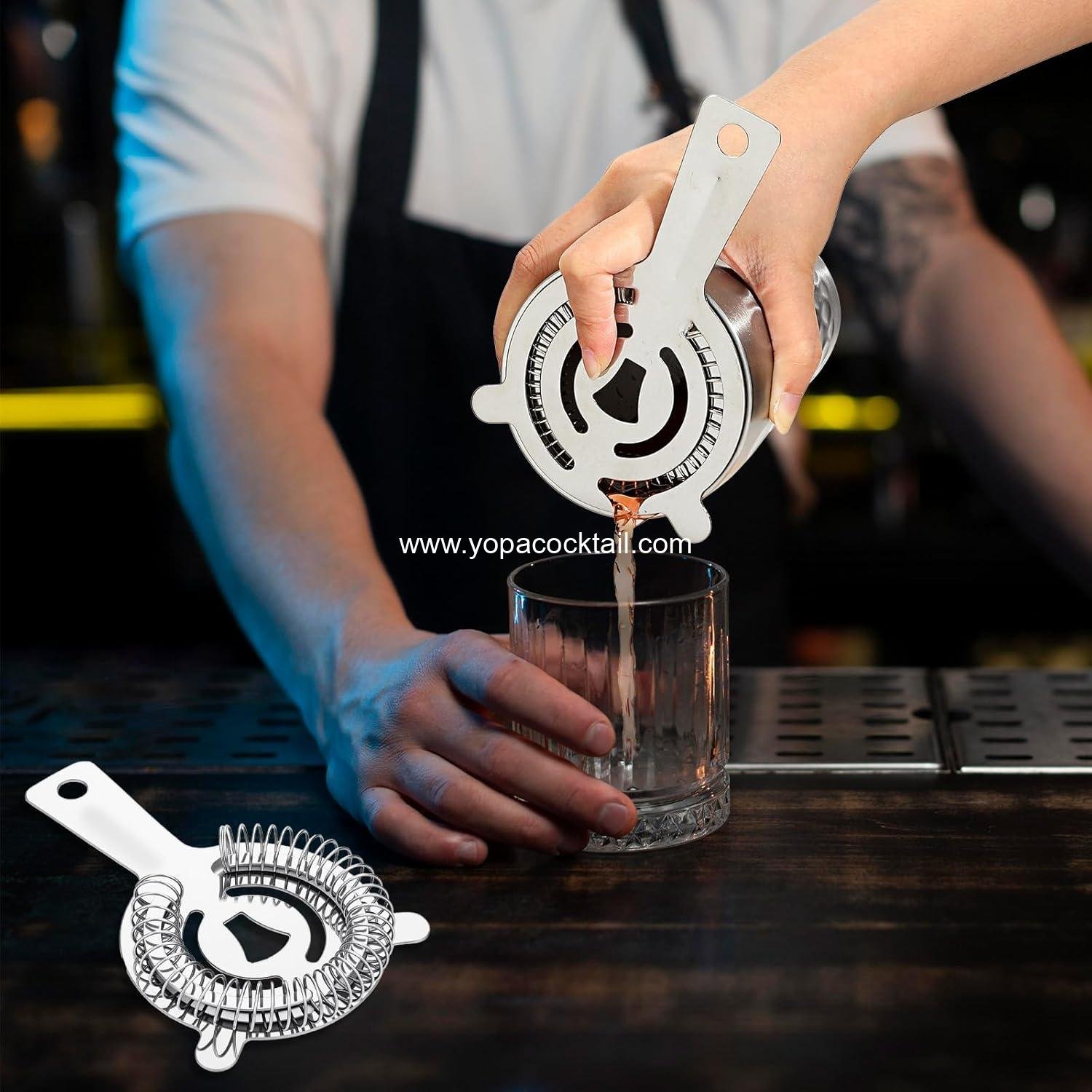 Wholesale 16 Pcs Stainless Steel Cocktail Strainers with High Density Spring 2 Prong Design for Drinks - Ideal for Home Mixologists and Bars Supplier