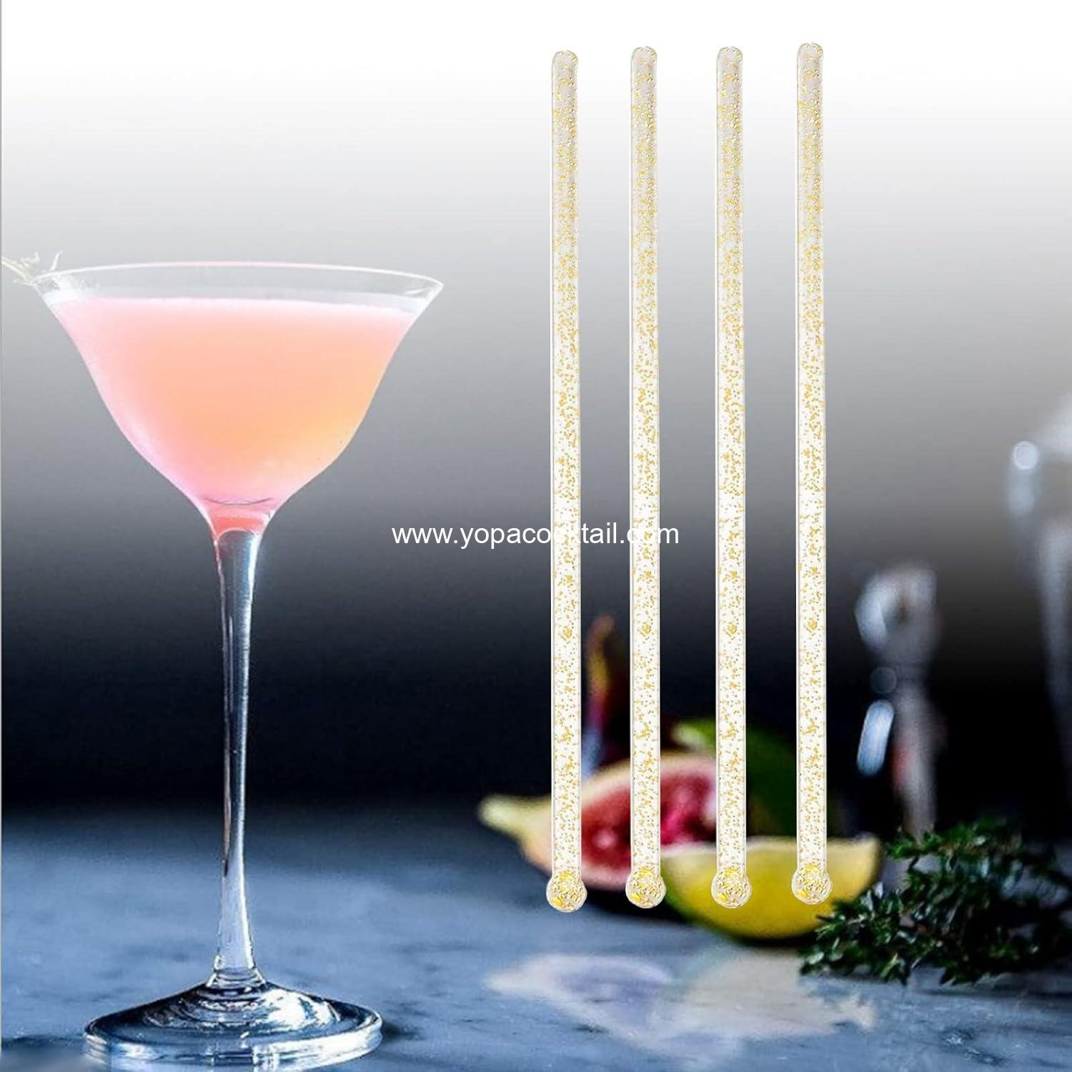 Wholesale Ball Head Stirrer Disposable Plastic Round Top Crystal Swizzle Sticks for Cocktail Coffee and Cake Pops, 100 Pieces (Clear Gold Glitter) Supplier