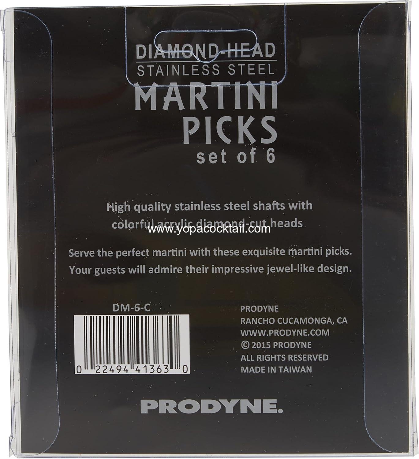 Wholesale Colorful Diamond-Head Martini Picks Set of 6 Multicolor 1oz Supplier